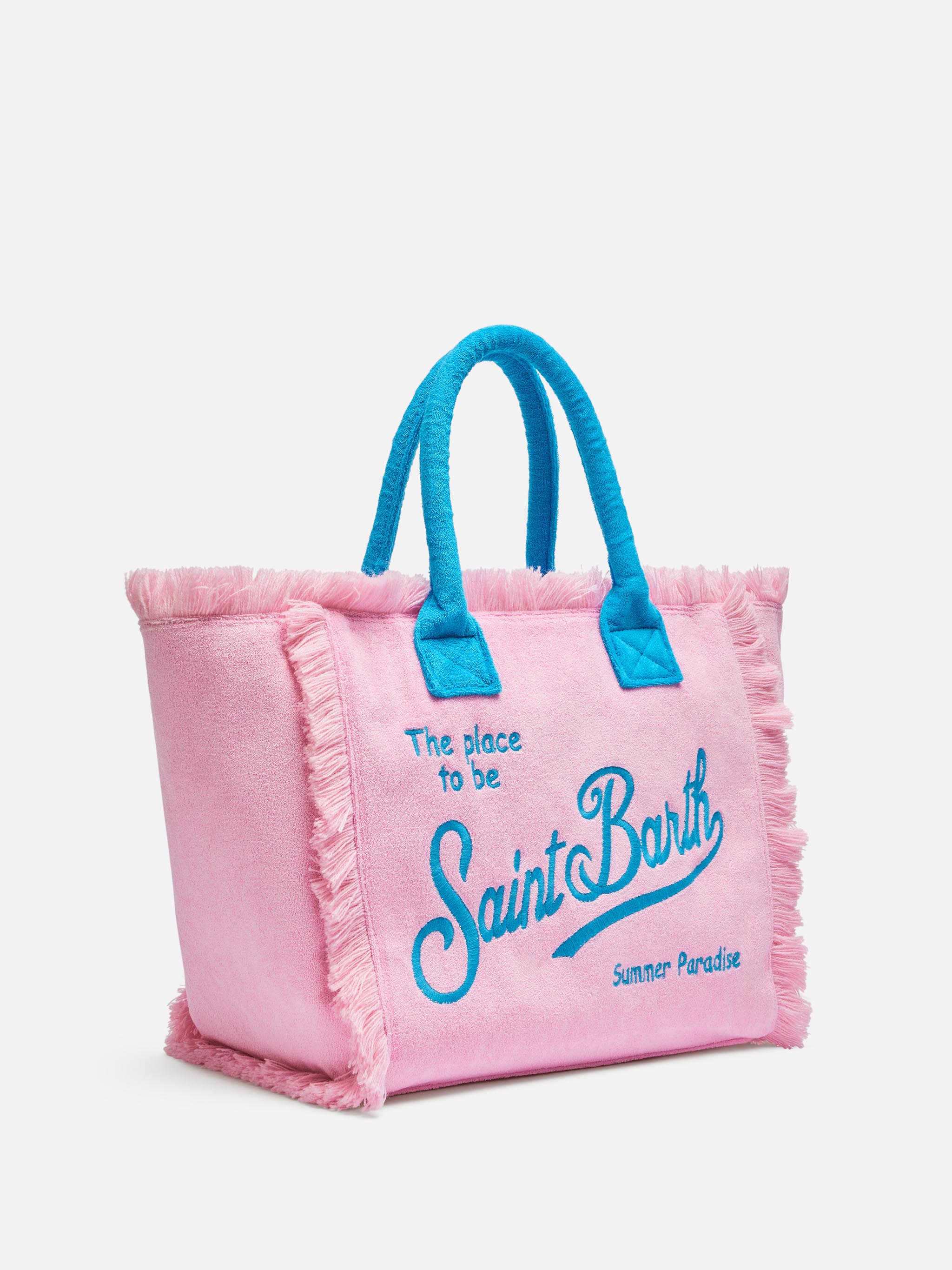 mc2-saint-barth-vanity-sponge-borsa-shopper-in-spugna-rosa-con-logo image 4