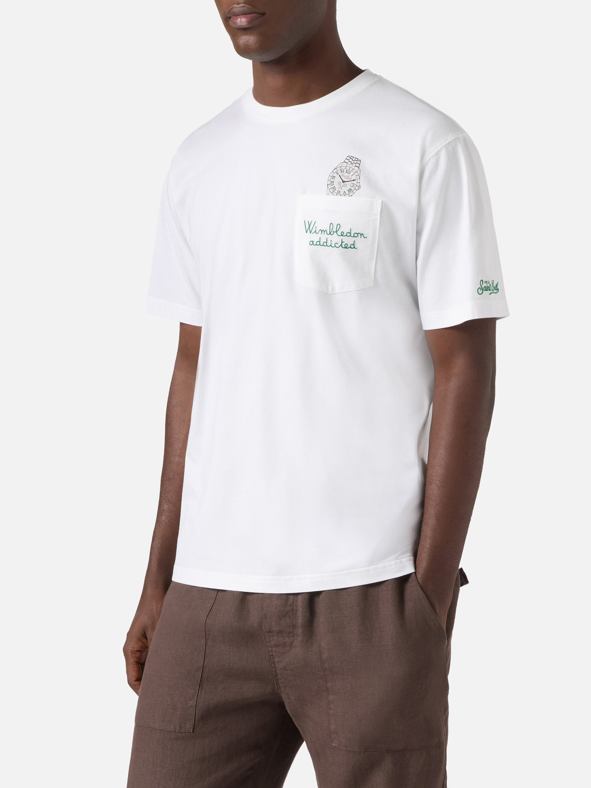 mc2-saint-barth-t-shirt-austin-in-puro-cotone-bianca-con-tasca-ricamo-wimbledon- image 3