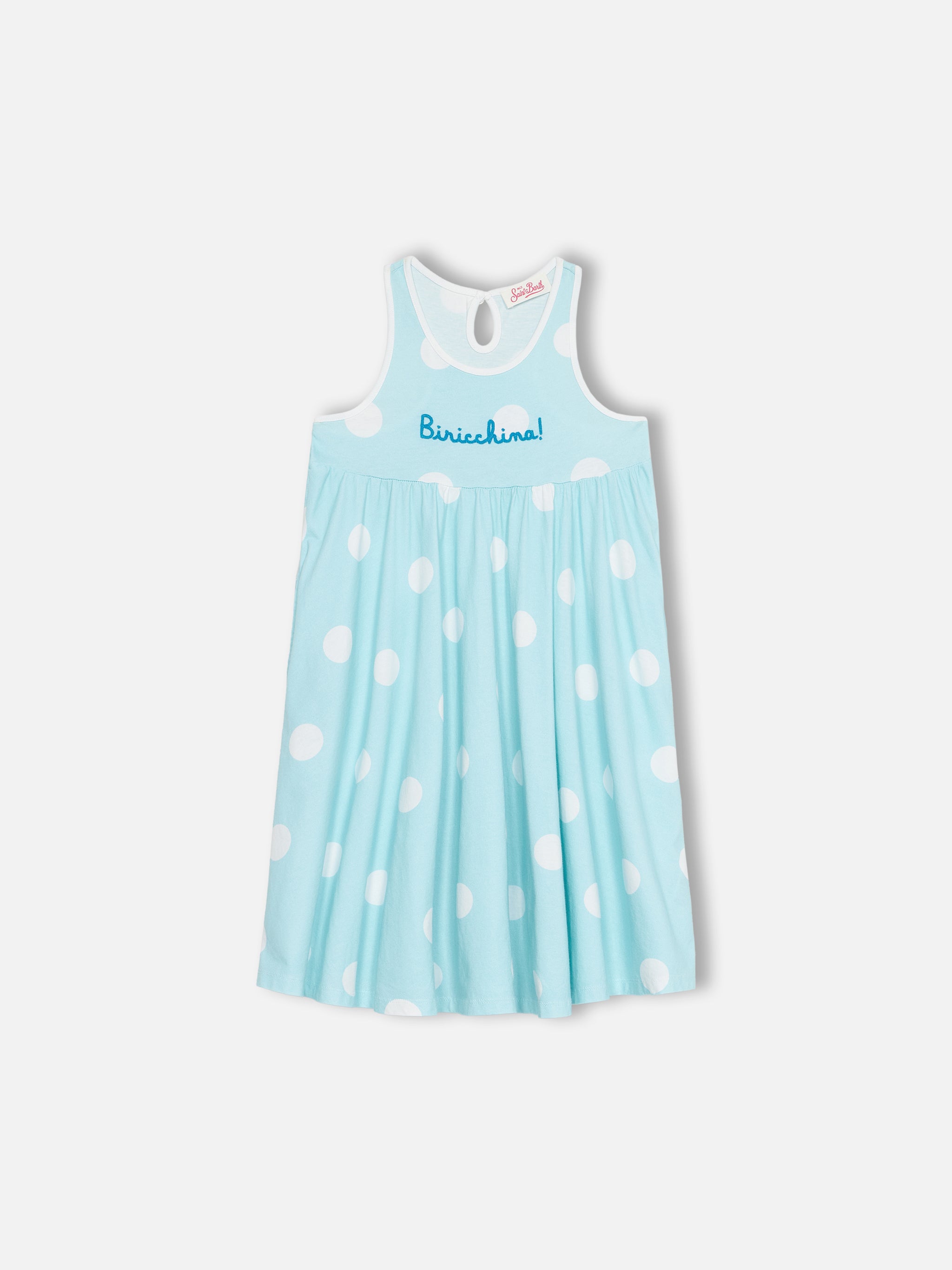 mc2-saint-barth-abito-bambina-masha-in-cotone-con-stampa-pois-e-ricamo-biricchin image 1