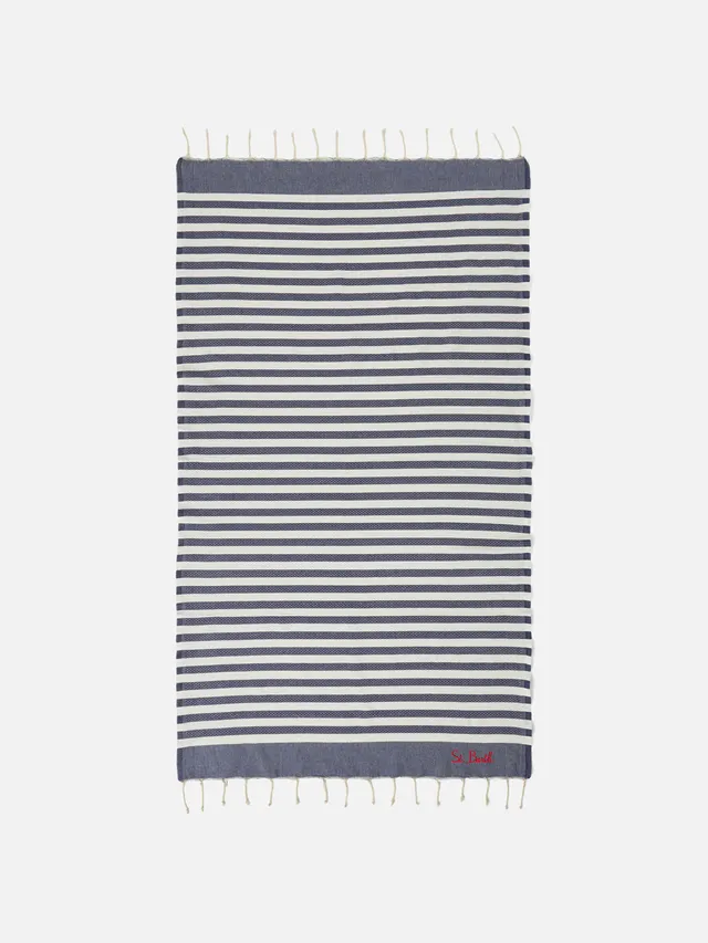 mc2-saint-barth-foutas-telo-mare-righe-blu-bianco-cotone-jacquard image 1
