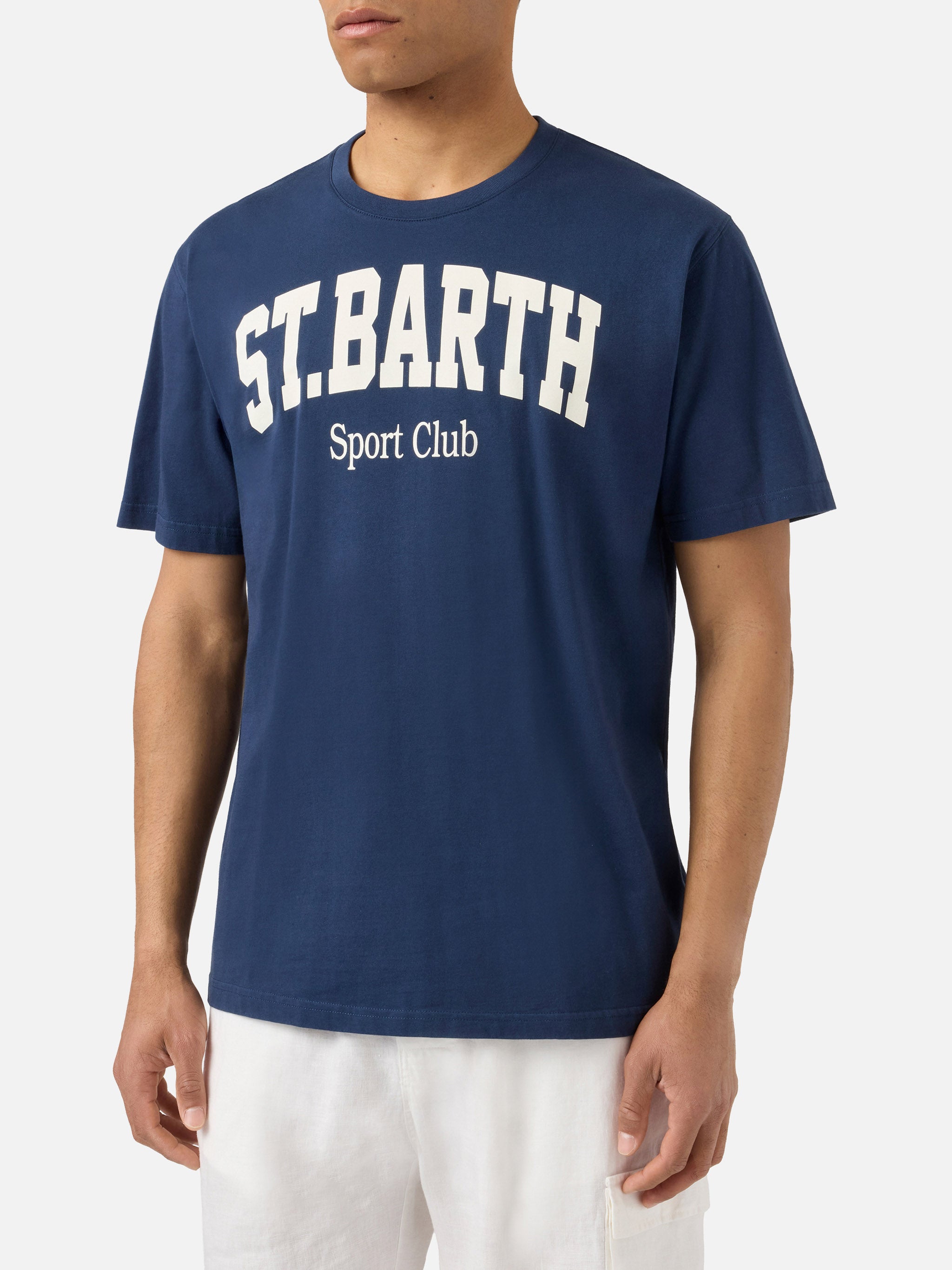 mc2-saint-barth-denver-t-shirt-uomo-blu-in-cotone-stampa-sport-club image 2