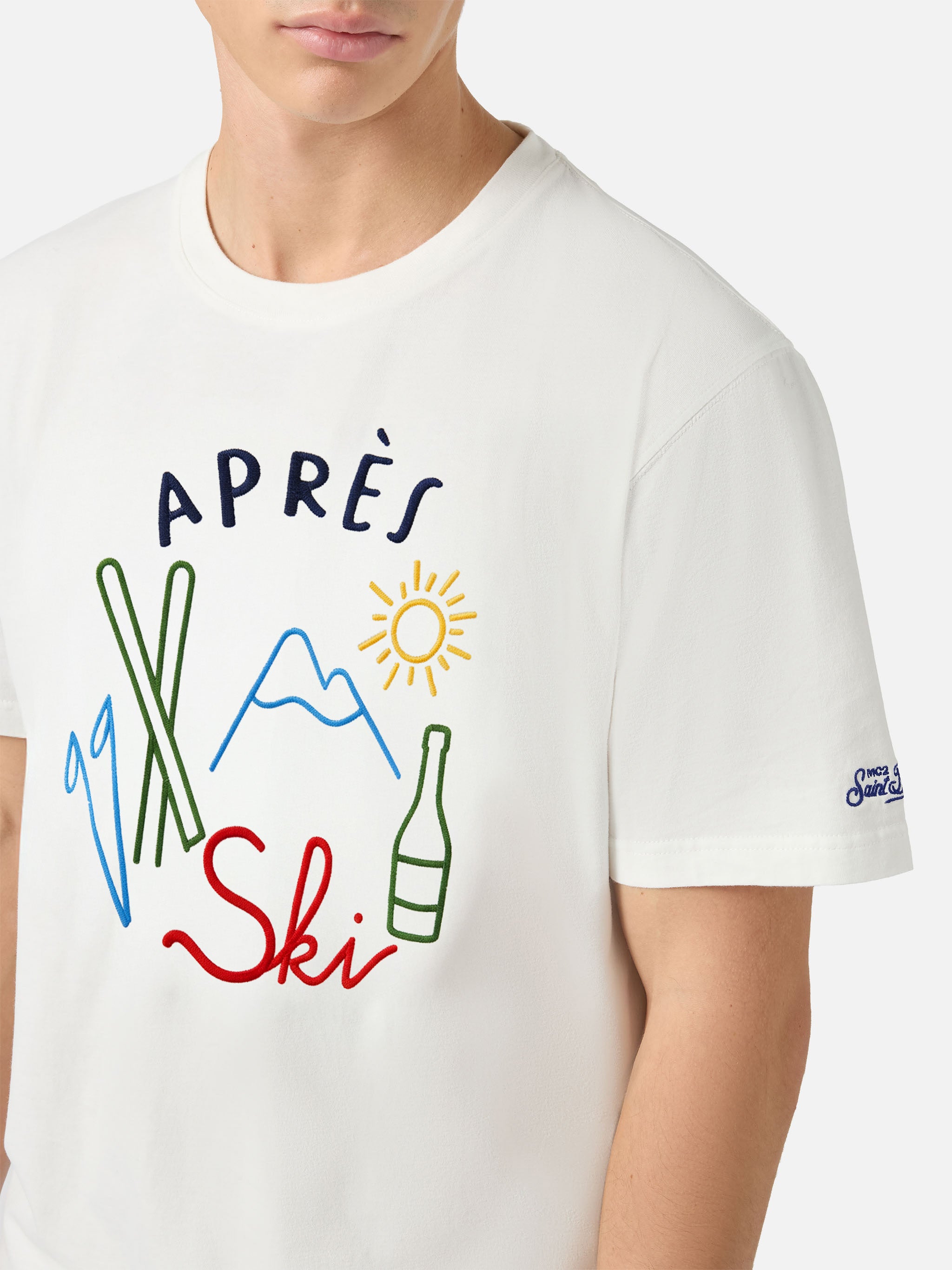 mc2-saint-barth-t-shirt-arnott-warm-bianca-in-cotone-invernale-ricamo-apr-s-ski image 2