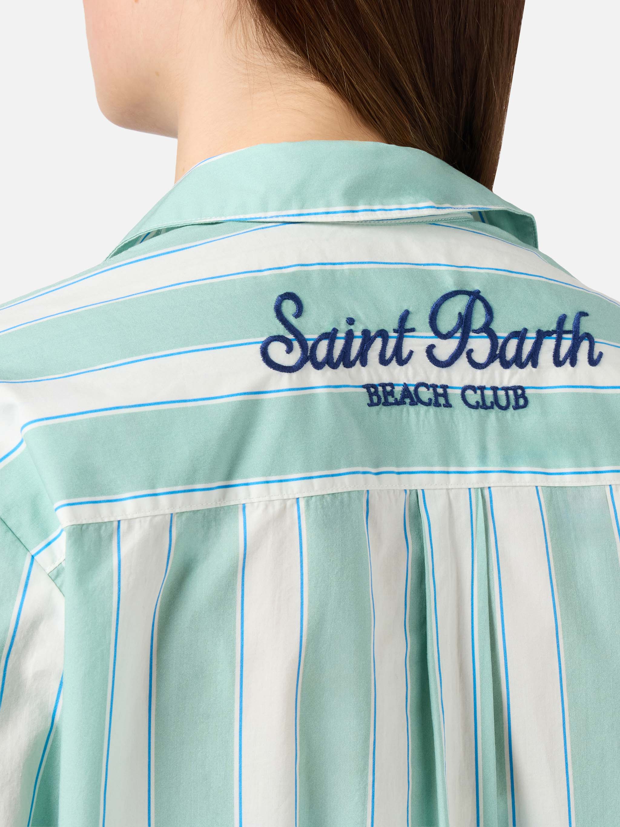 mc2-saint-barth-brigitte-camicia-donna-cotone-a-righe-verdi-sport-club image 2