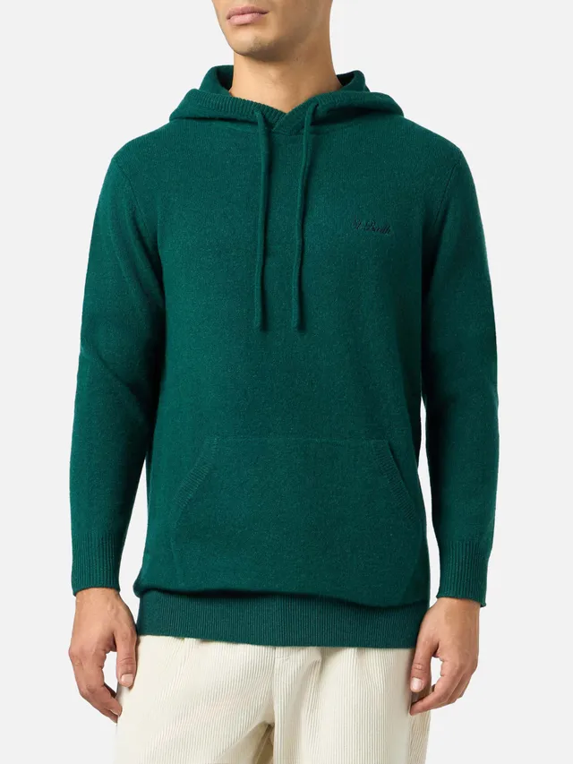 mc2-saint-barth-maglia-mahony-in-lana-con-cappuccio-verde-british-tinta-unita image 1