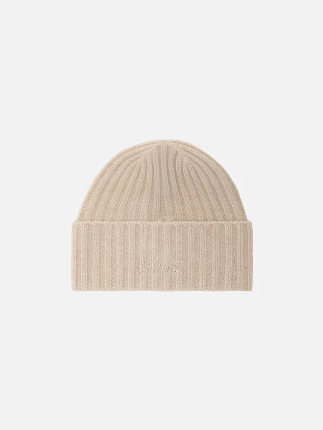 mc2-saint-barth-berretto-wengen-in-cashmere-beige-melange-con-ricamo-st-barth image 1