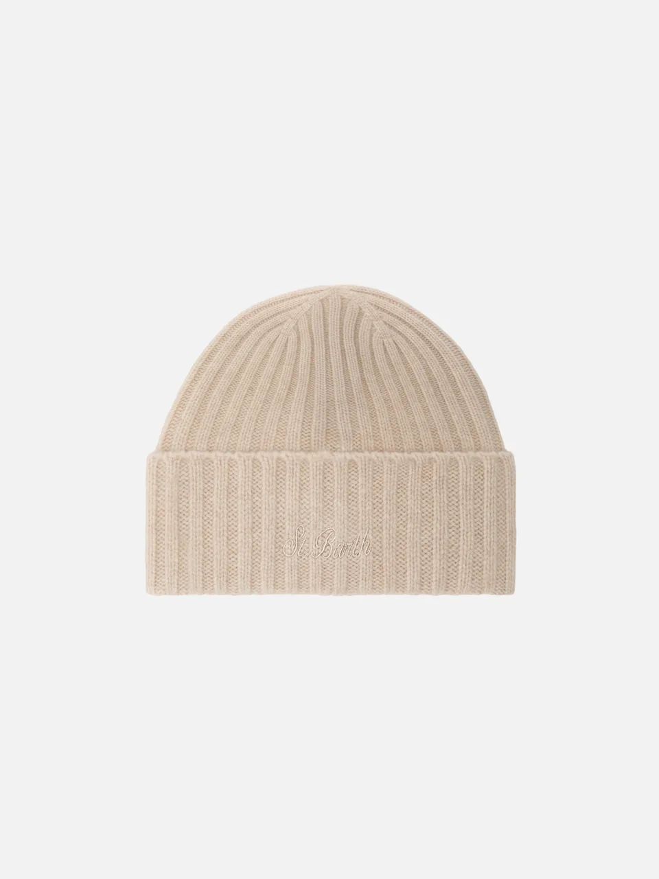 mc2-saint-barth-berretto-wengen-in-cashmere-beige-melange-con-ricamo-st-barth image 1