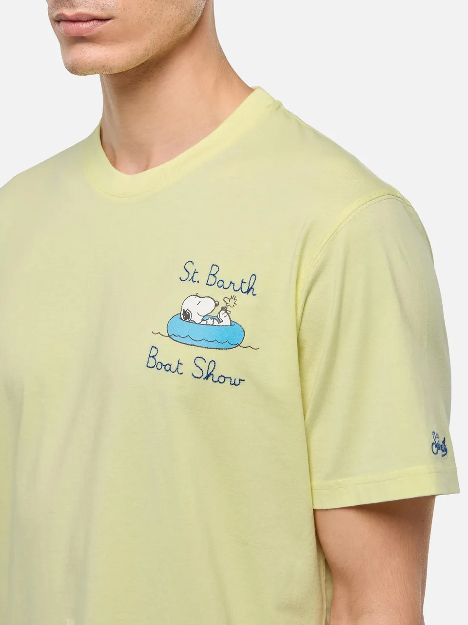 mc2-saint-barth-man-t-shirt-in-cotone-gialla-uomo-stampa-snoopy-peanuts image 1