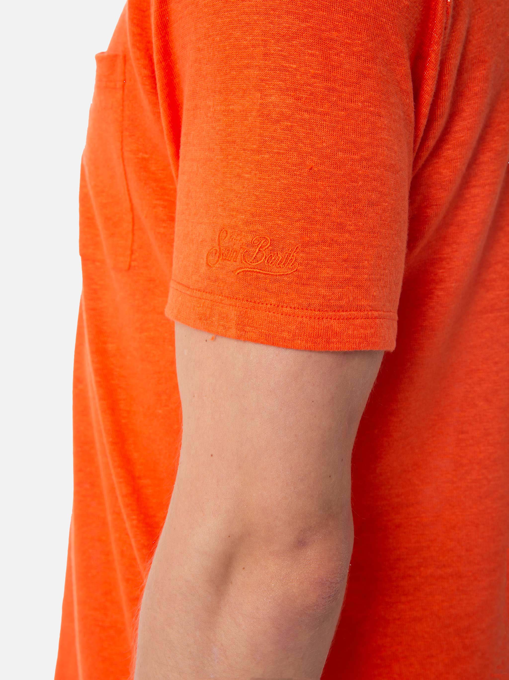 mc2-saint-barth-ecstasea-t-shirt-uomo-in-lino-arancione image 4