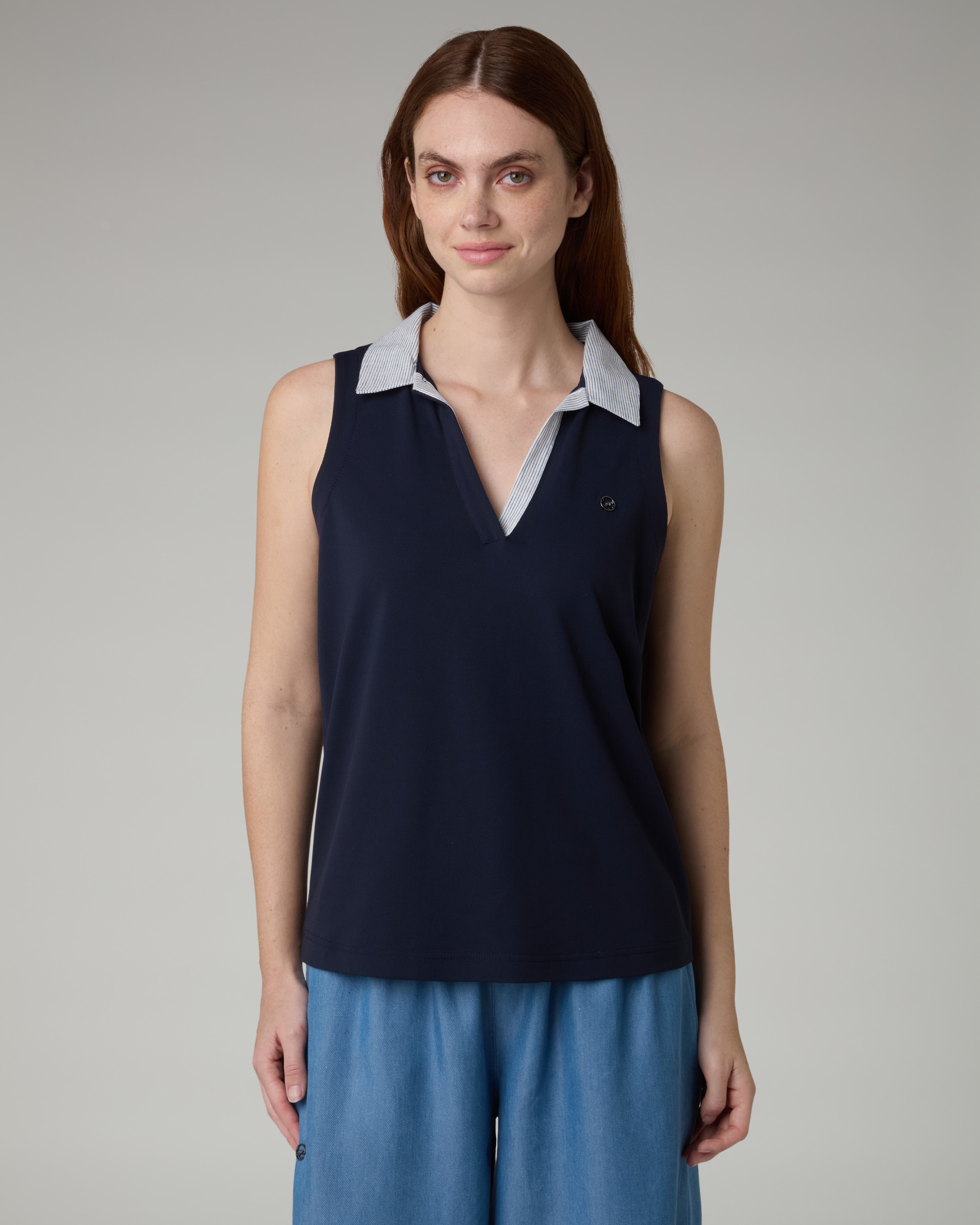 australian-sleeveless-polo-top-league-blu-navy image 2