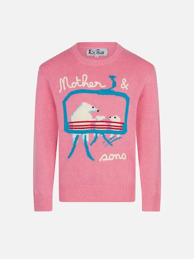 mc2-saint-barth-maglione-da-bambina-girocollo-con-ricamo-orsetti image 1