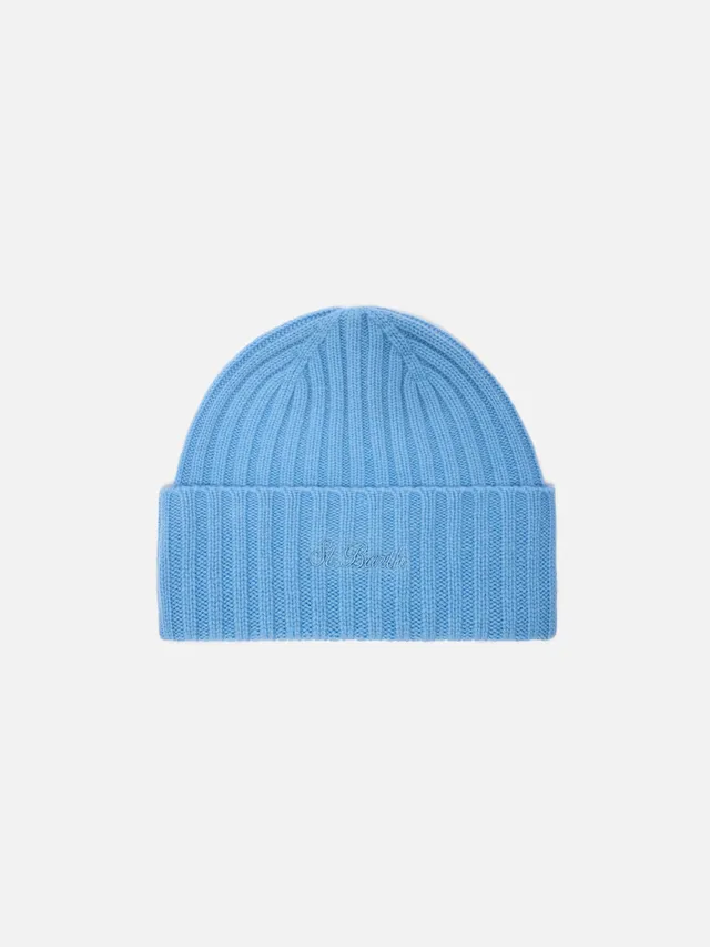 mc2-saint-barth-wengen-berretto-cashmere-azzurro-ricamo-st-barth image 1