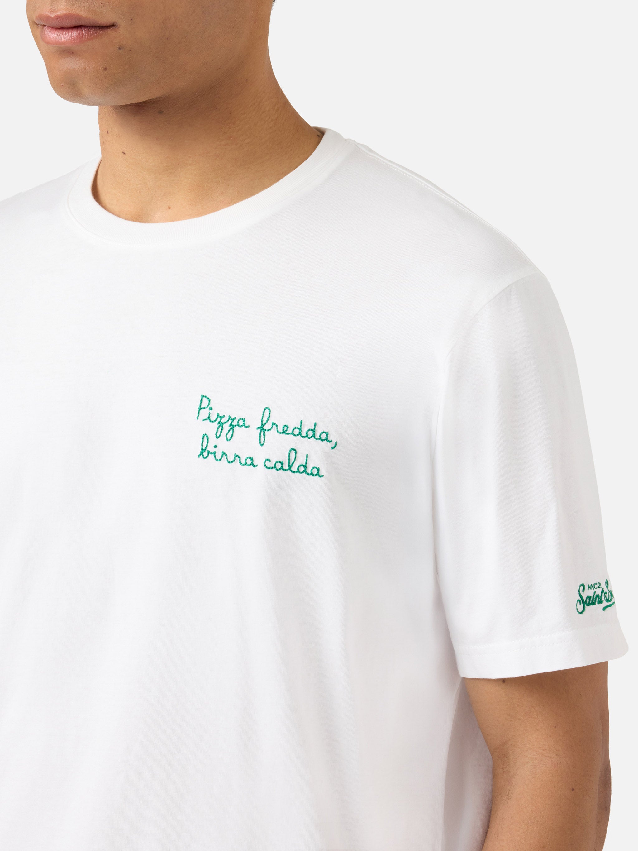 mc2-saint-barth-t-shirt-portofino-bianca-in-puro-cotone-con-ricamo-pizza-fredda- image 1