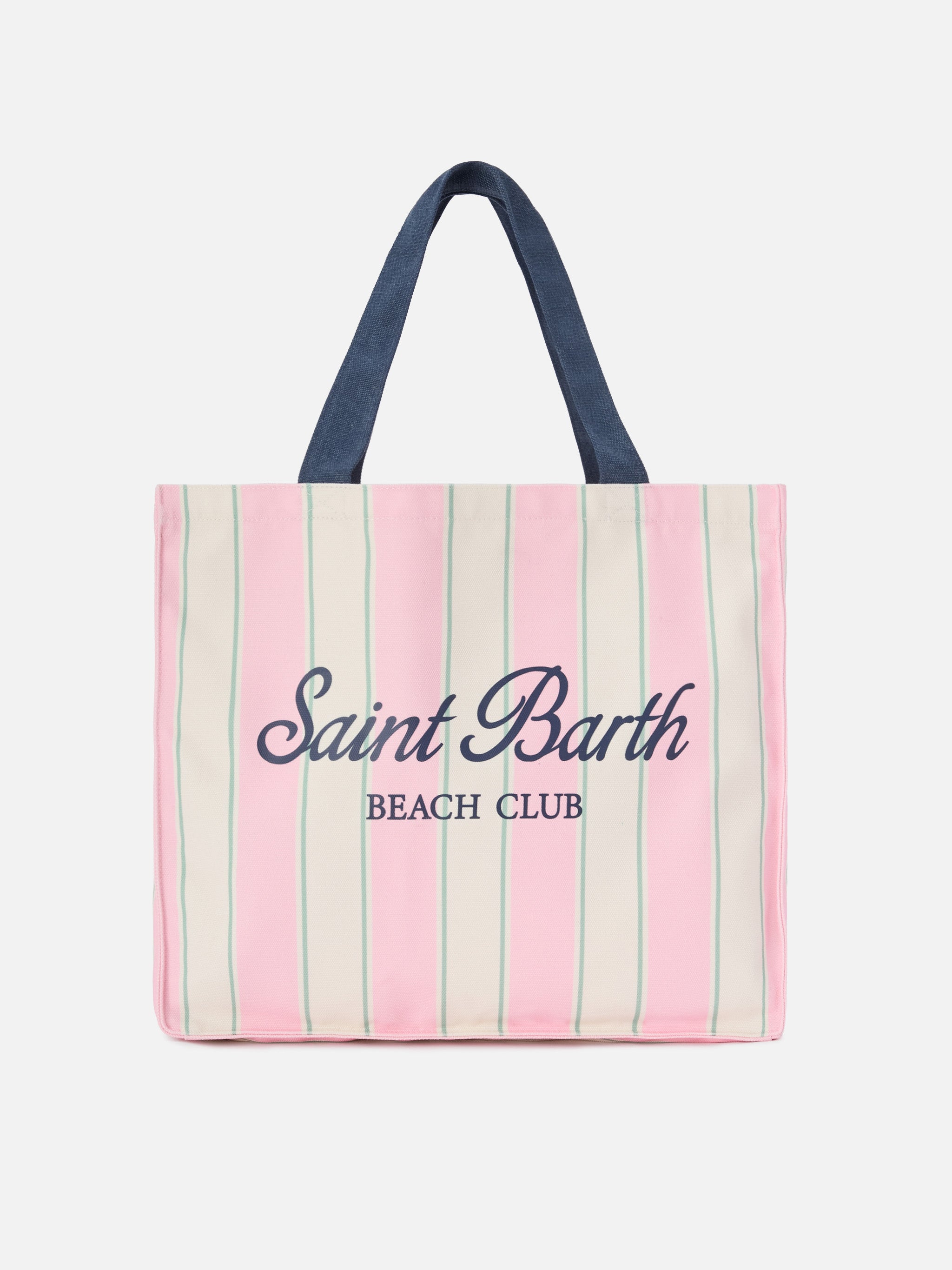 mc2-saint-barth-essential-borsa-shopper-in-canvas-a-righe-rosa-verde-e-bianco-co image 1