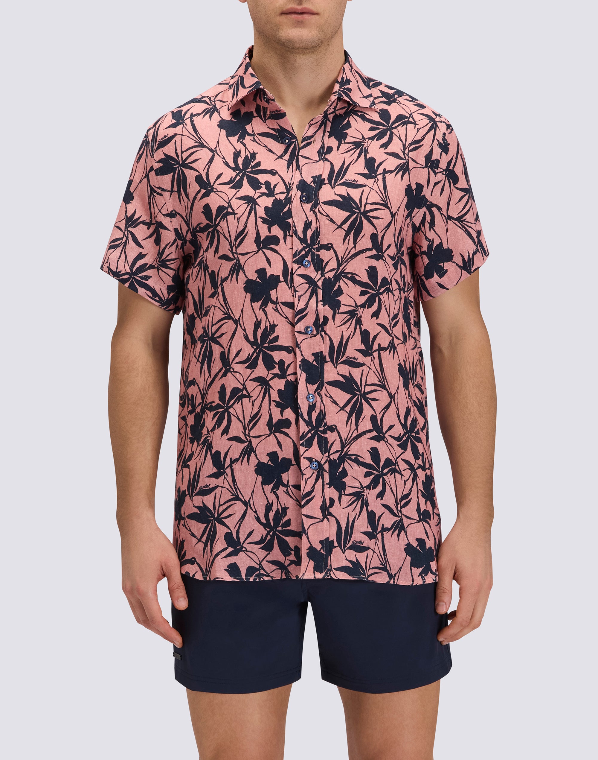sundek-camicia-uomo-in-lino-a-mezze-maniche-stampata-regular image 1