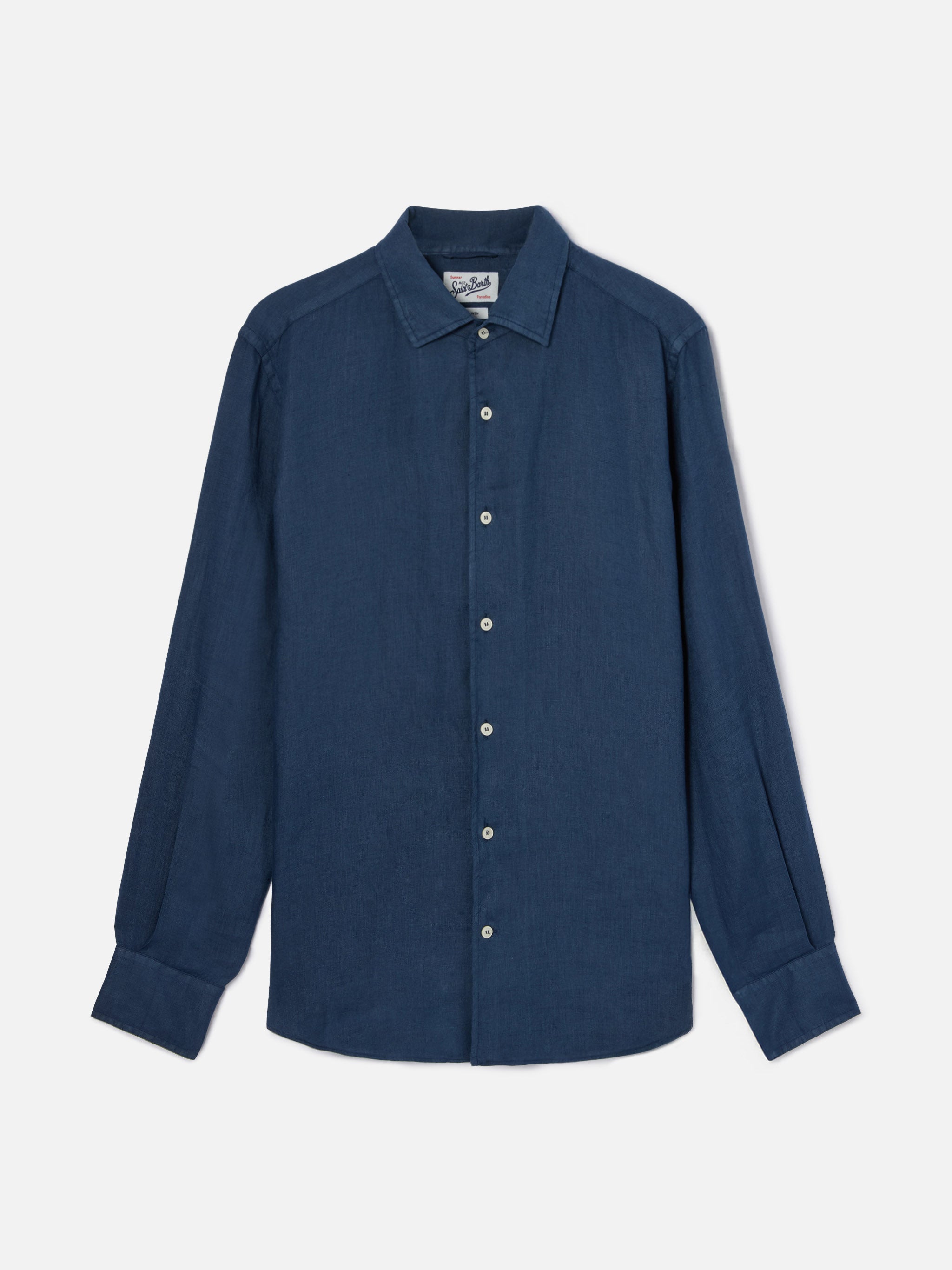 mc2-saint-barth-raphael-camicia-uomo-in-lino-blu-navy image 4