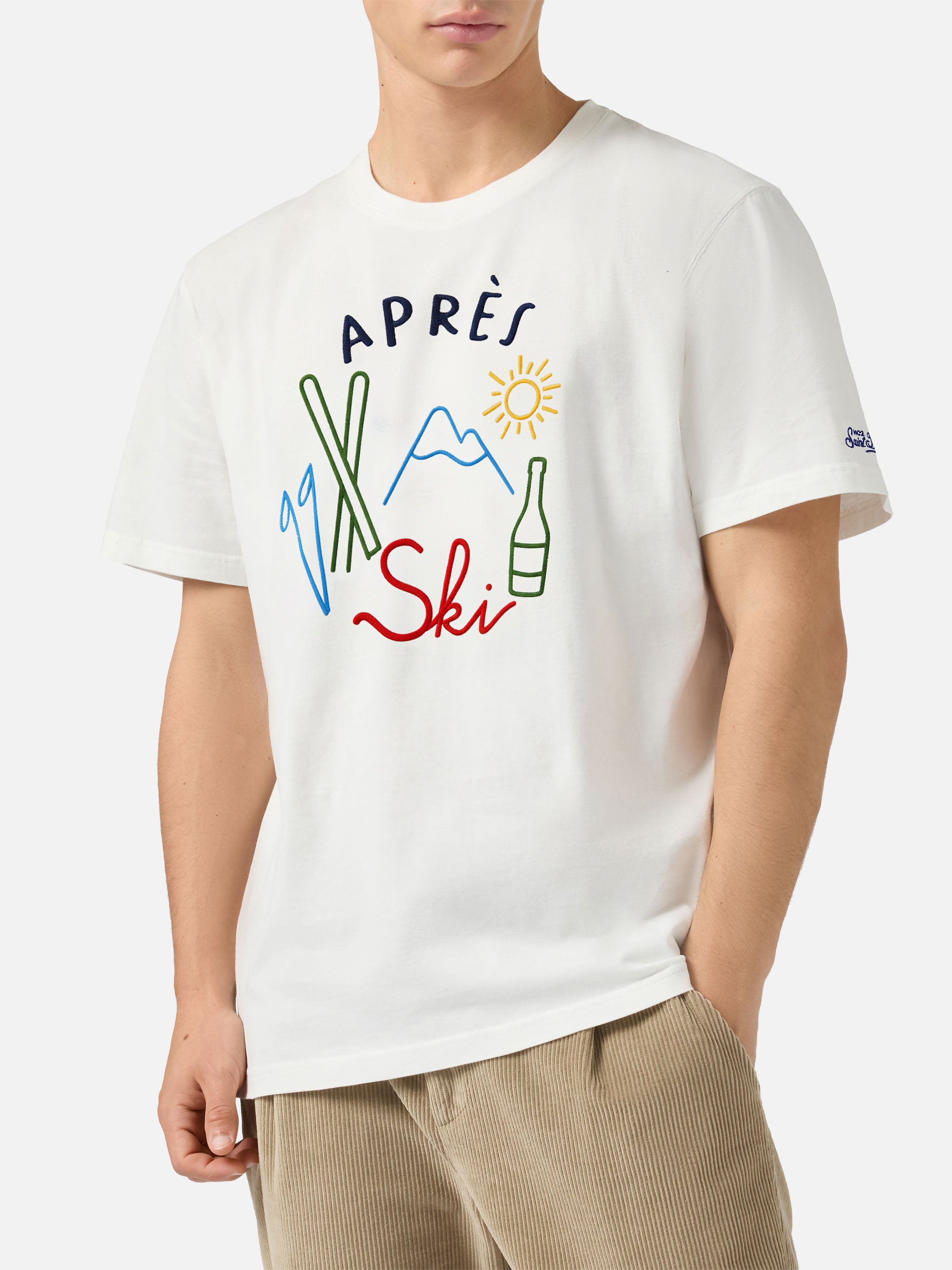 mc2-saint-barth-t-shirt-arnott-warm-bianca-in-cotone-invernale-ricamo-apr-s-ski image 1