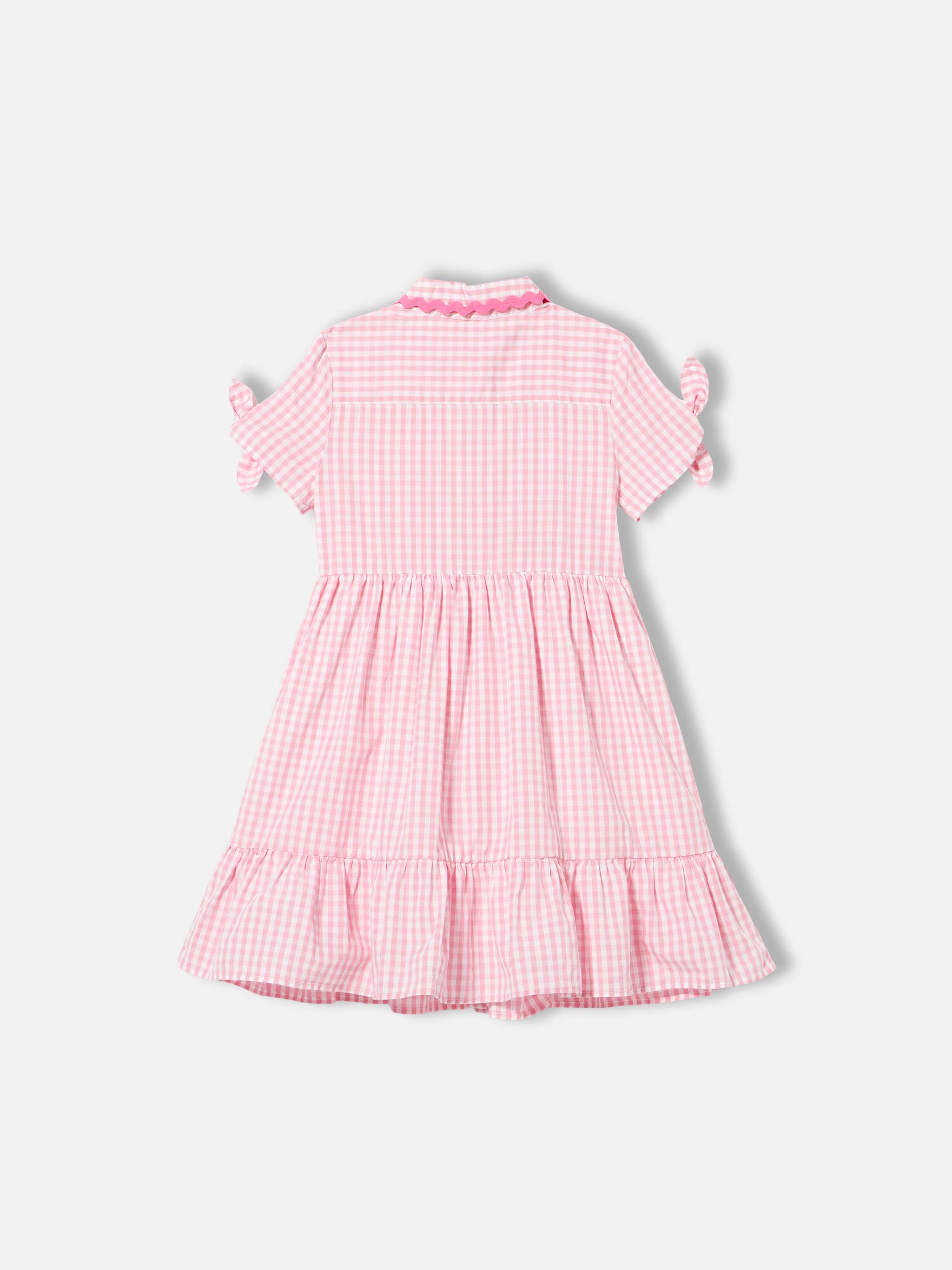 mc2-saint-barth-abito-bambina-cotone-vichy-bianco-rosa image 3