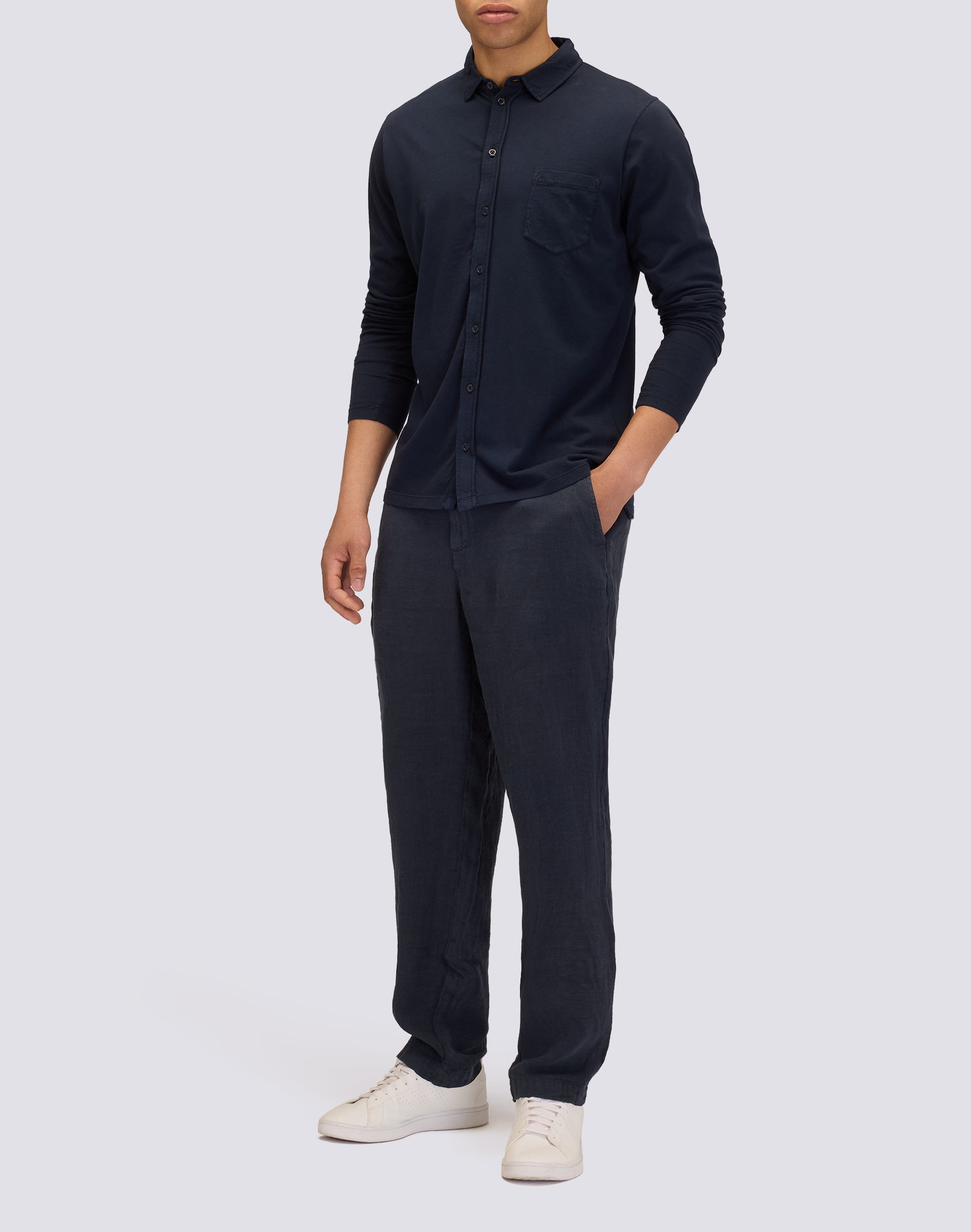 sundek-camicia-uomo-maniche-lunghe-cotone-jersey-tinto-capo-regular image 4