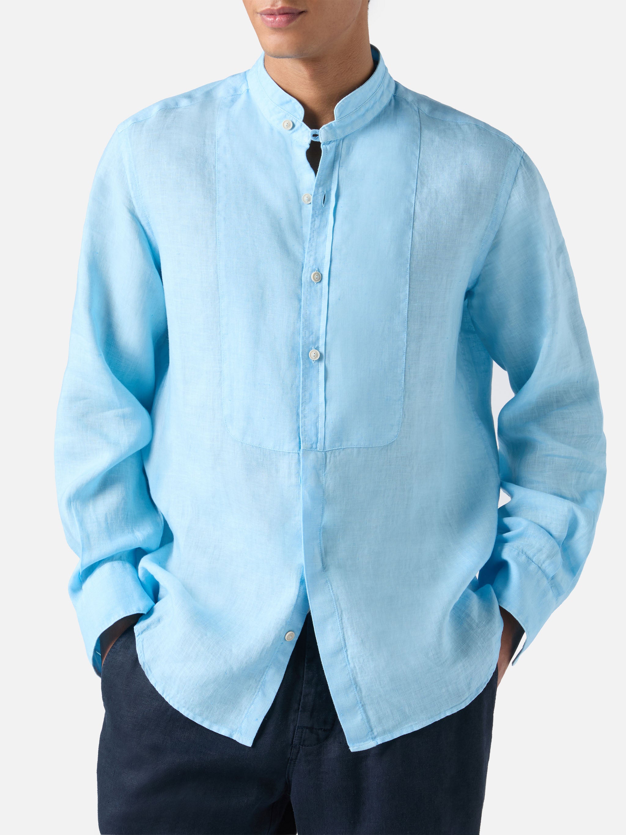 mc2-saint-barth-camicia-pierre-uomo-in-lino-azzurro-chambray-maniche-lunghe image 1