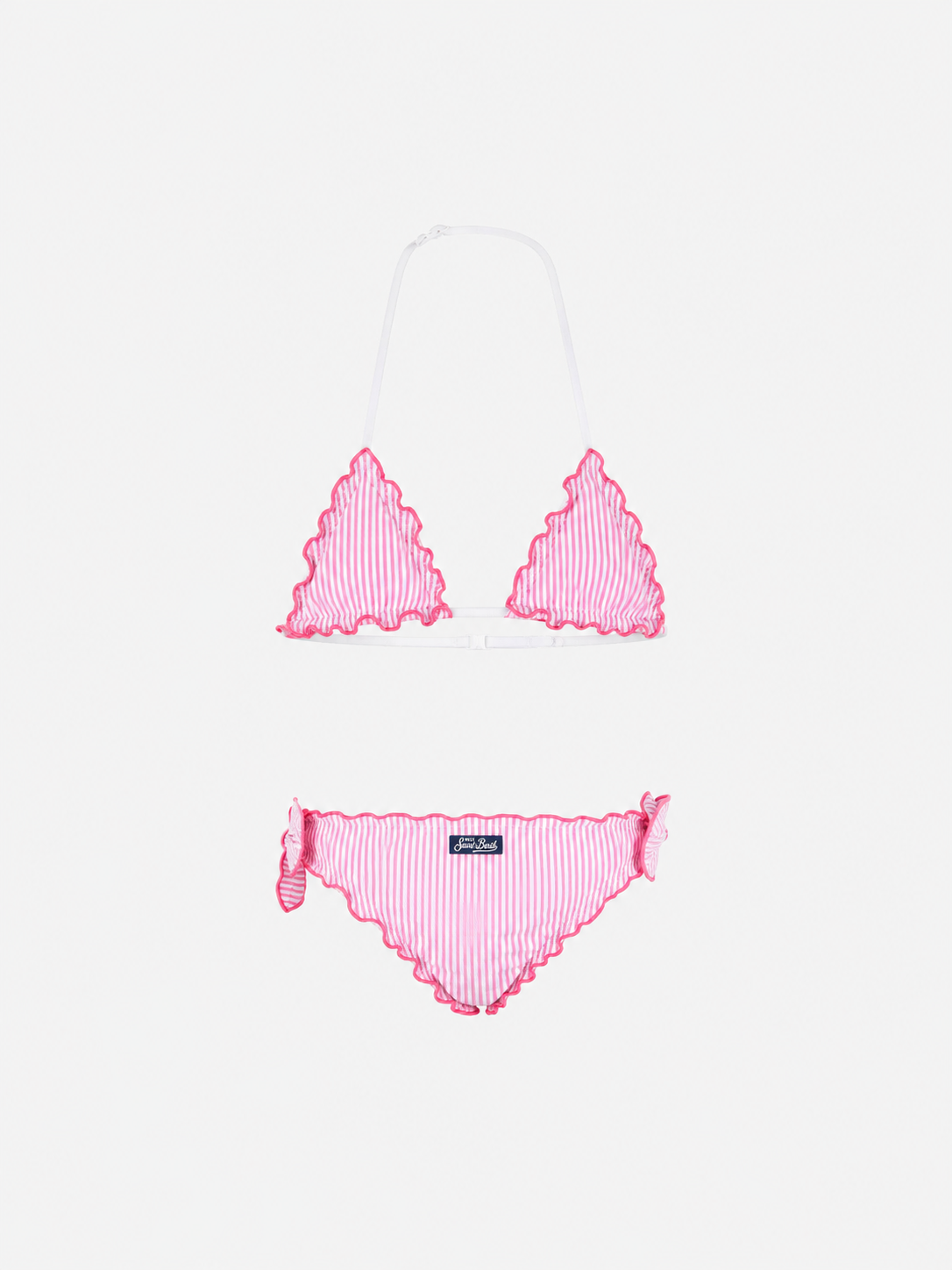 mc2-saint-barth-bikini-bambina-triangolo-seersucker-righe-rosa-bianco image 2