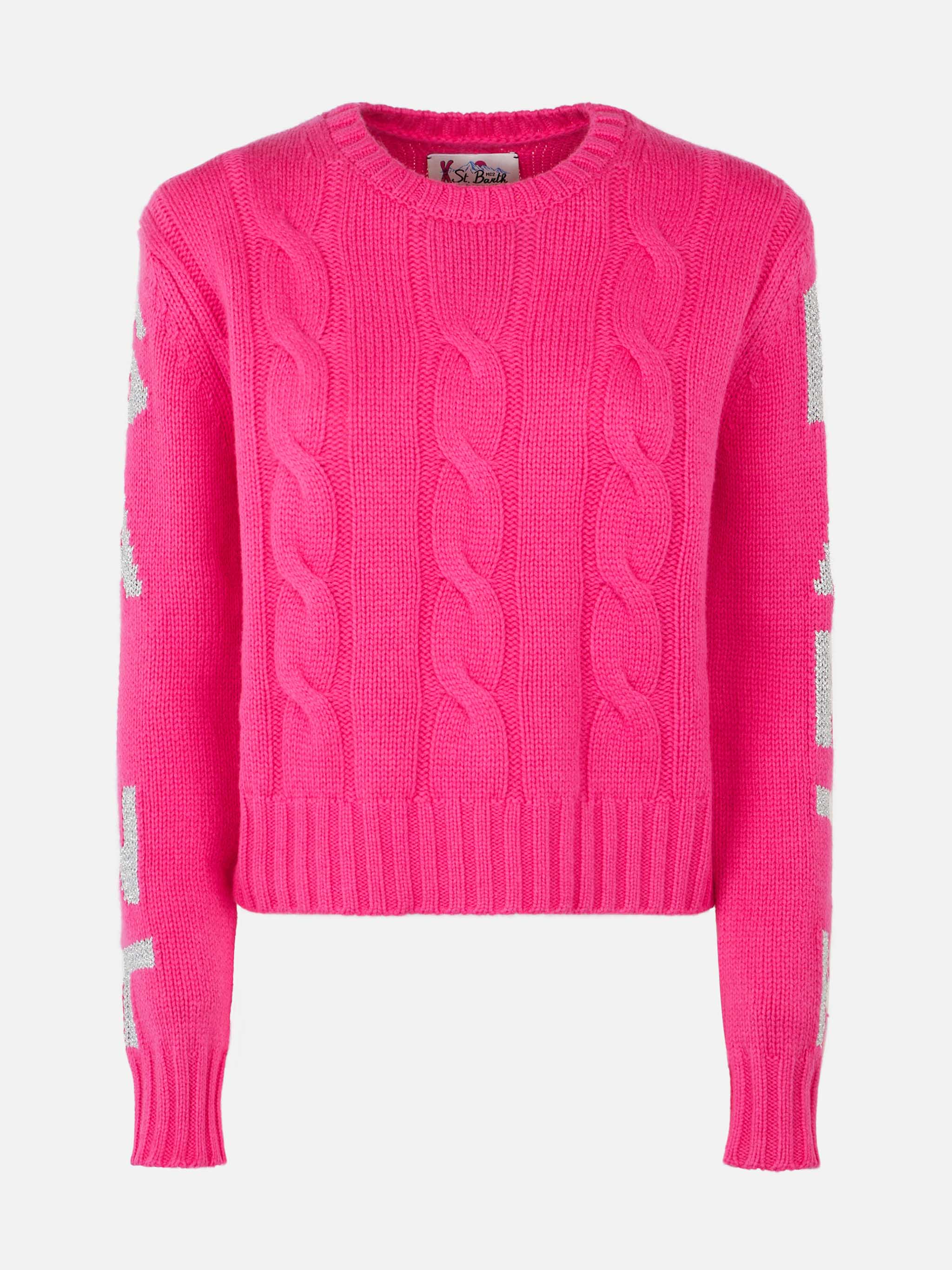 mc2-saint-barth-maglione-donna-malmo-fucsia-fluo-con-jacquard-lurex image 5