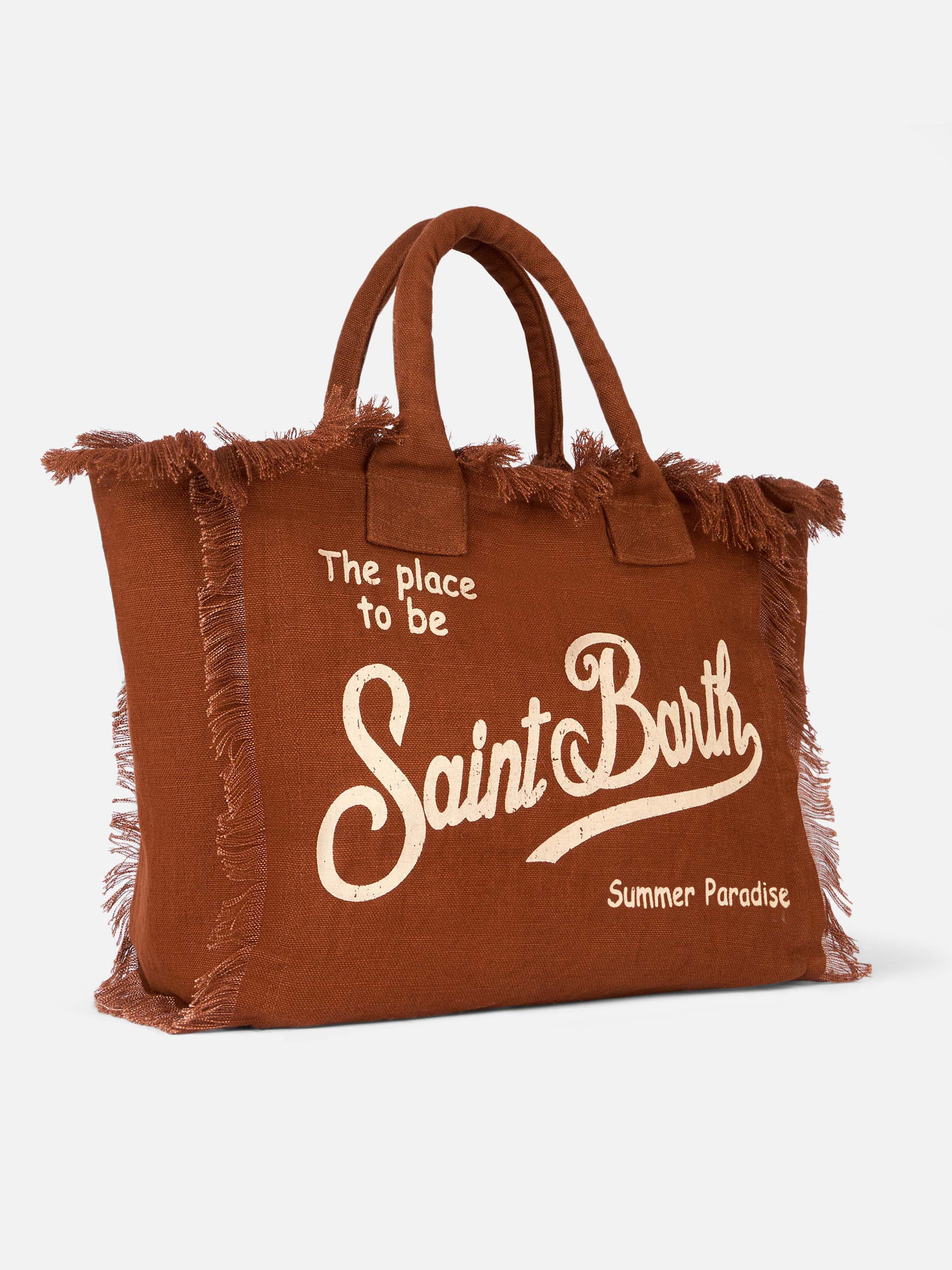 mc2-saint-barth-vanity-borsa-a-spalla-tote-in-lino-marrone-con-logo-ricamato image 3
