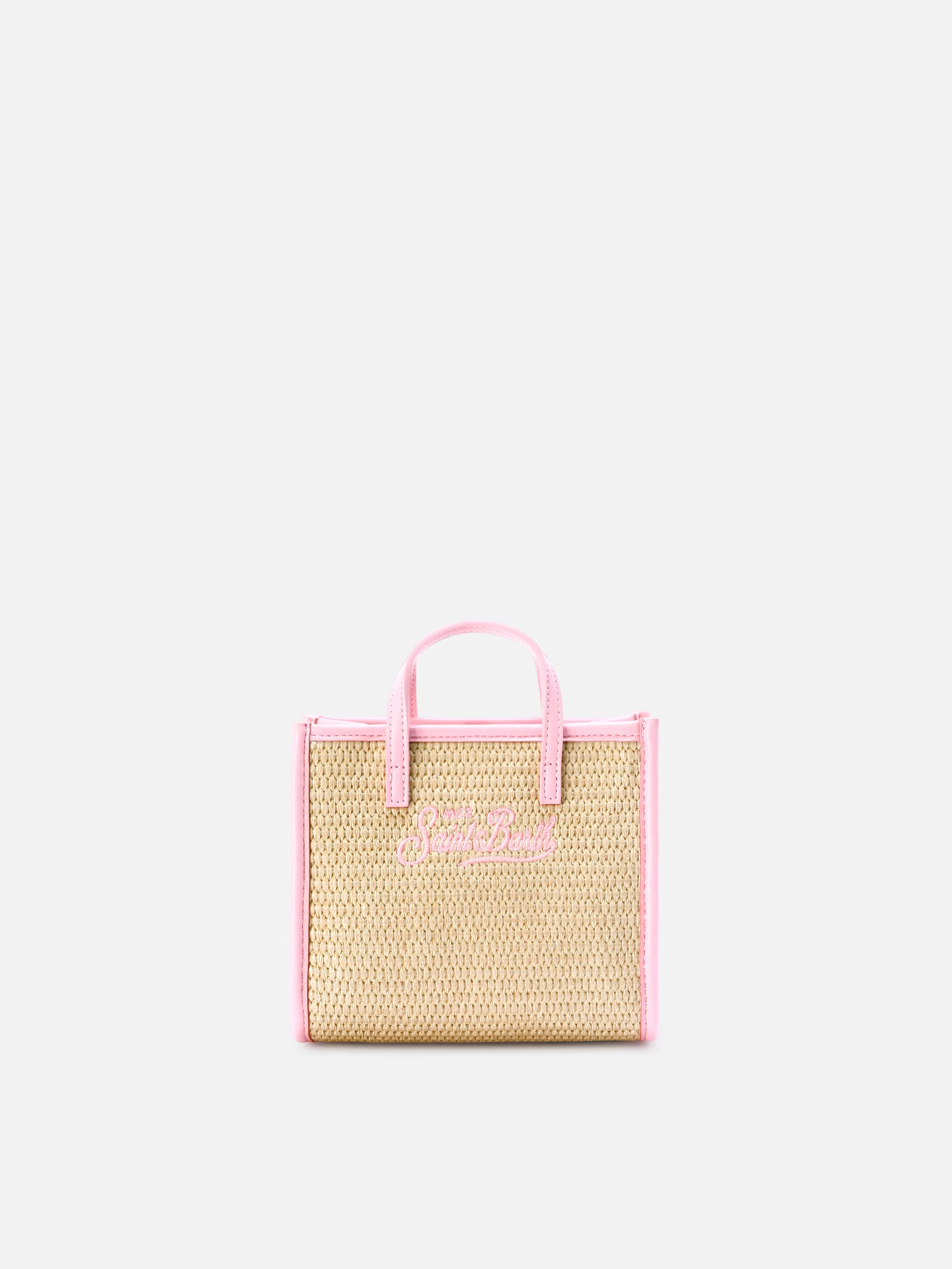 mc2-saint-barth-vivian-mini-borsa-in-tessuto-effetto-paglia-beige-con-logo-rosa image 4