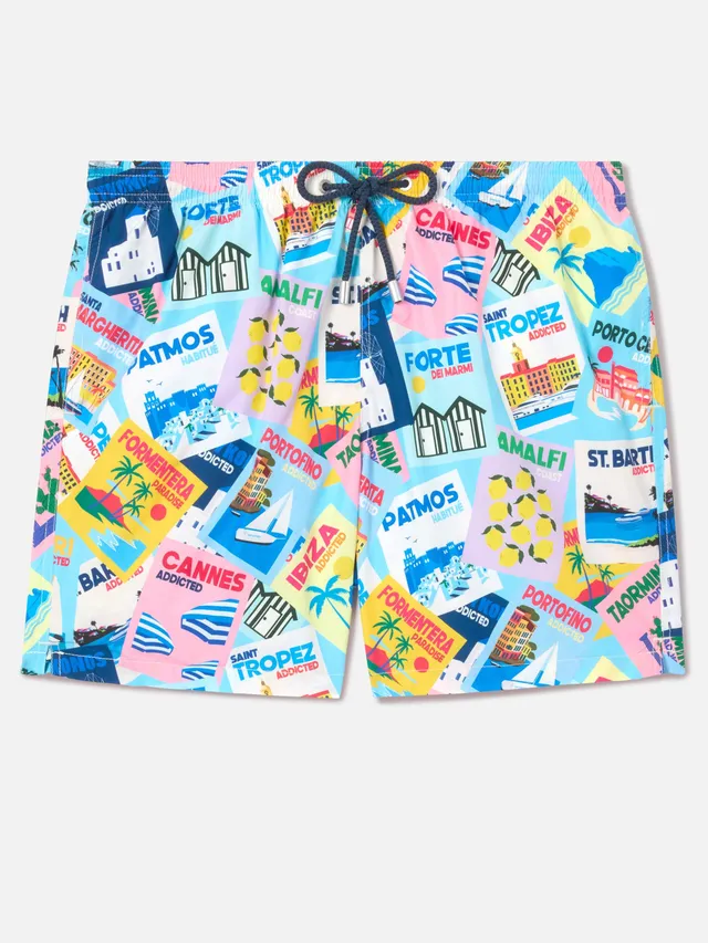 mc2-saint-barth-costume-mare-uomo-lighting-stampa-cartoline-multicolore image 1