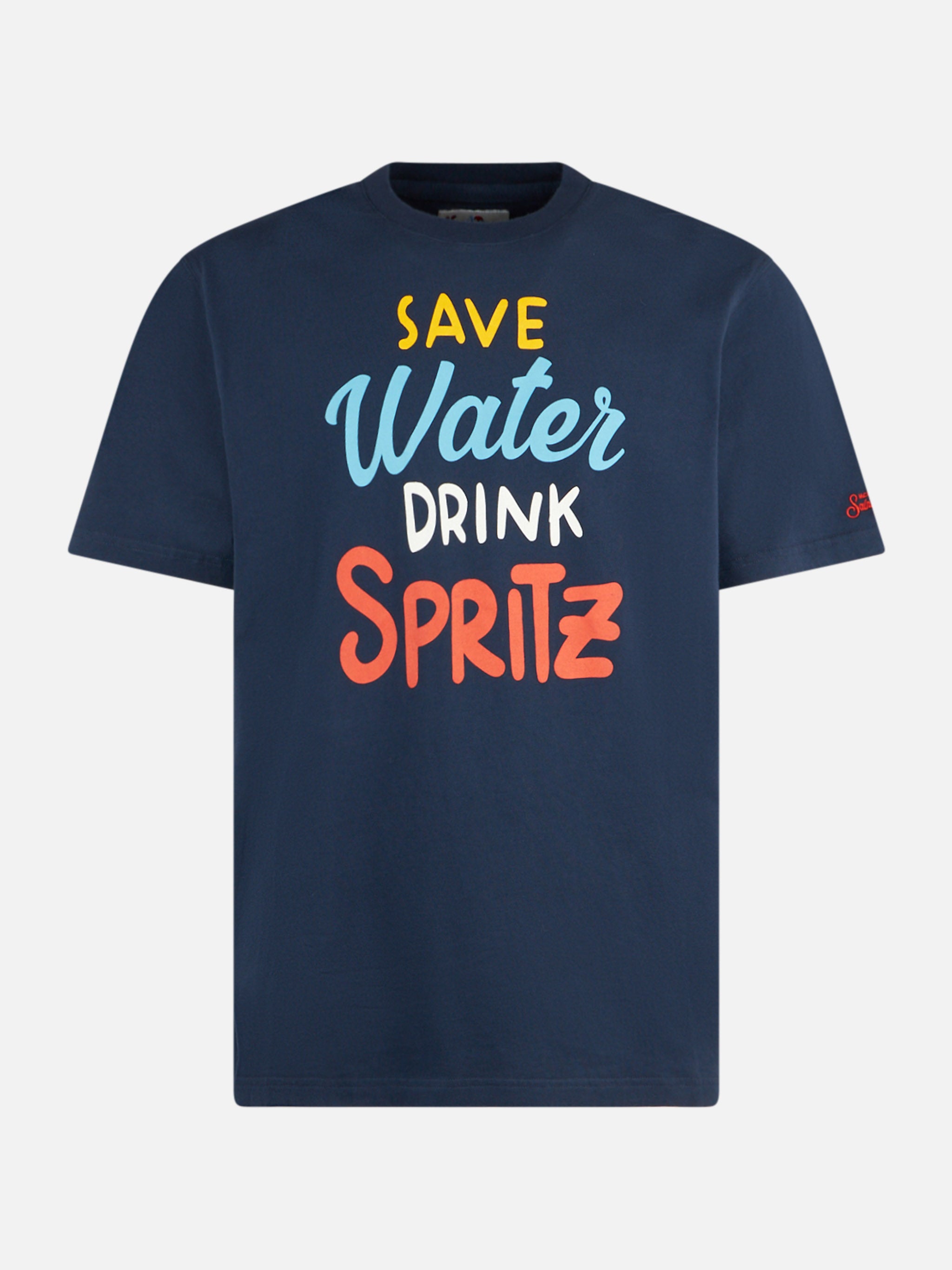 mc2-saint-barth-t-shirt-arnott-blu-con-stampa-save-water-drink-spritz image 1