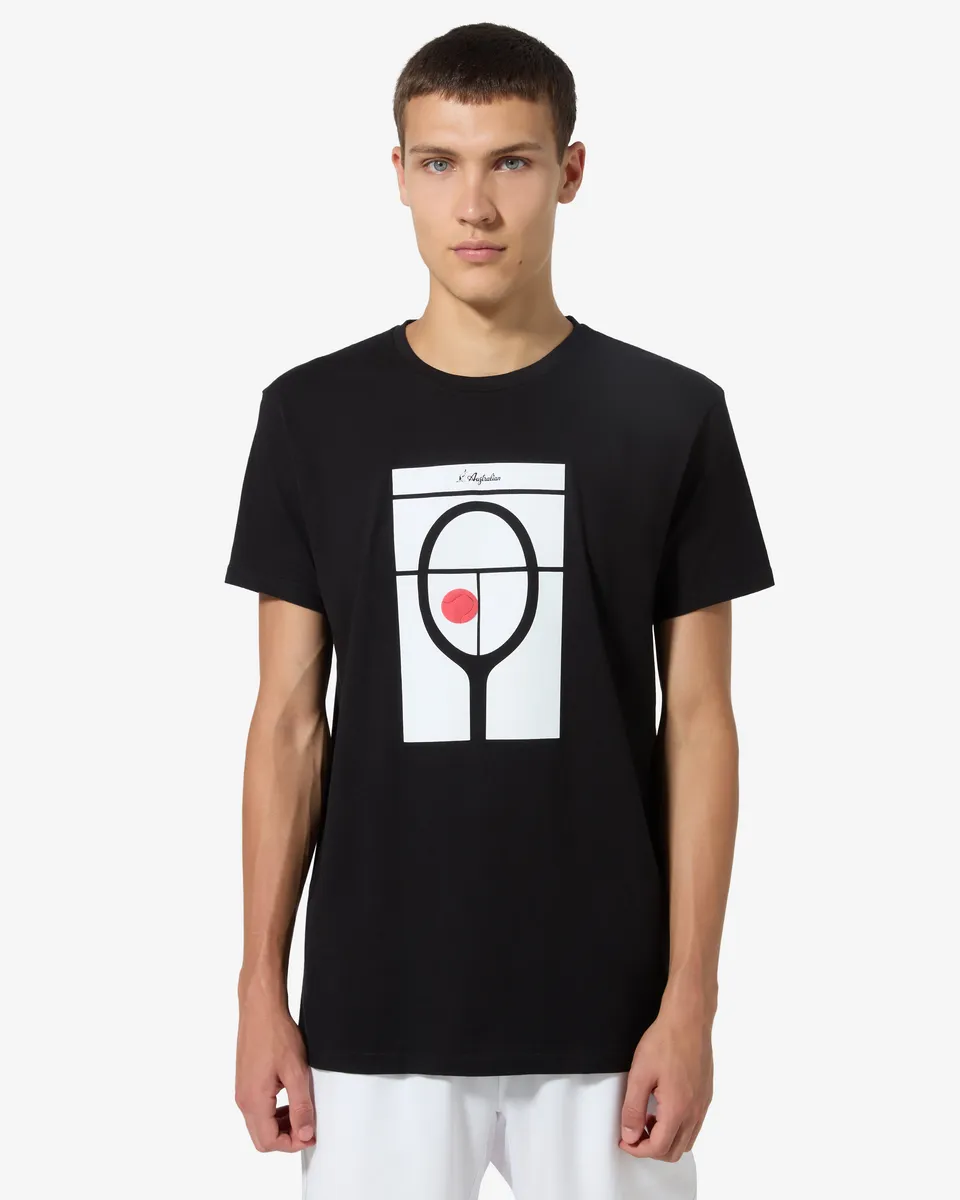 australian-racket-t-shirt-tennis-nera-in-cotone image 1