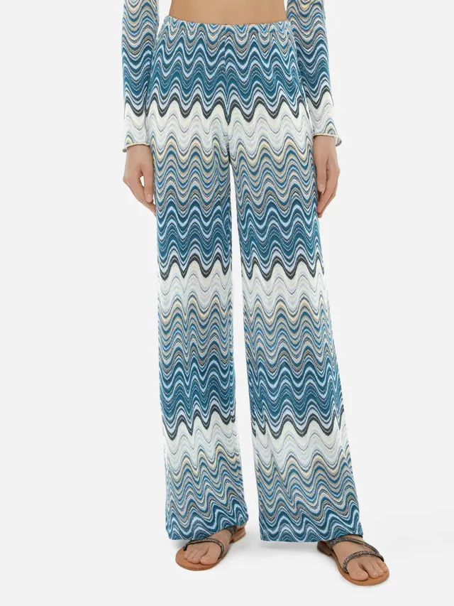 mc2-saint-barth-amalia-pantaloni-donna-gamba-larga-maglia-raschel-verde image 1