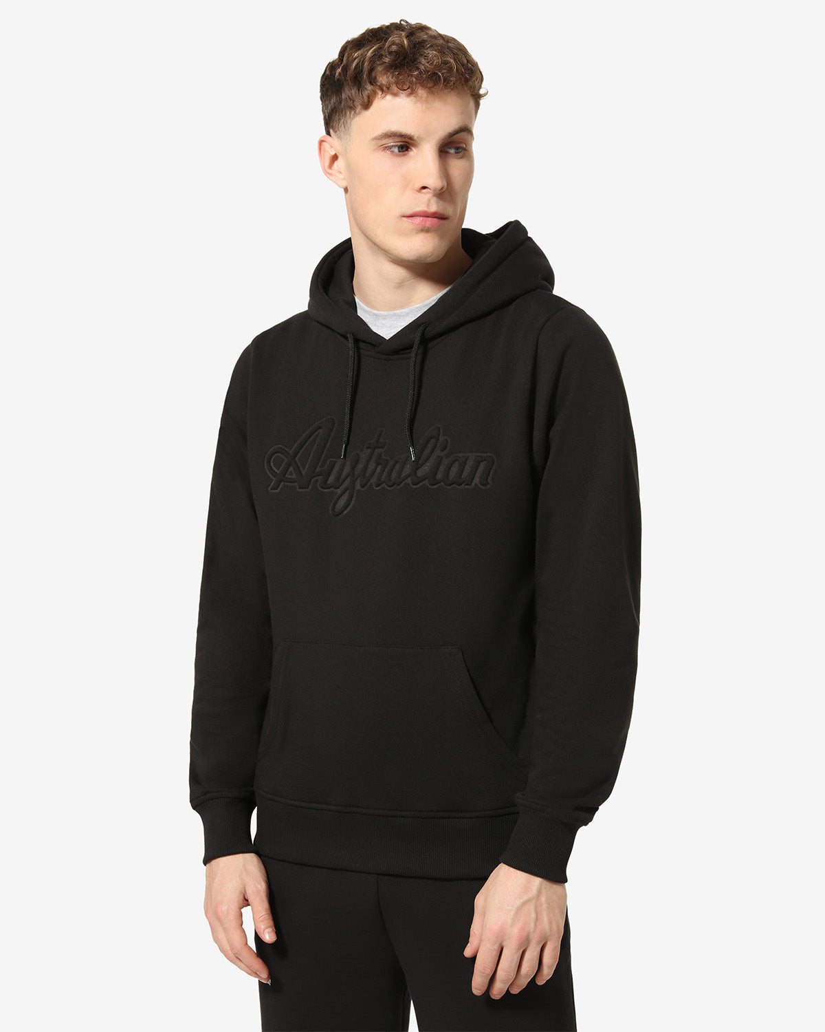 australian-3d-logo-hoodie-sportswear-felpa-nera-con-cappuccio image 1
