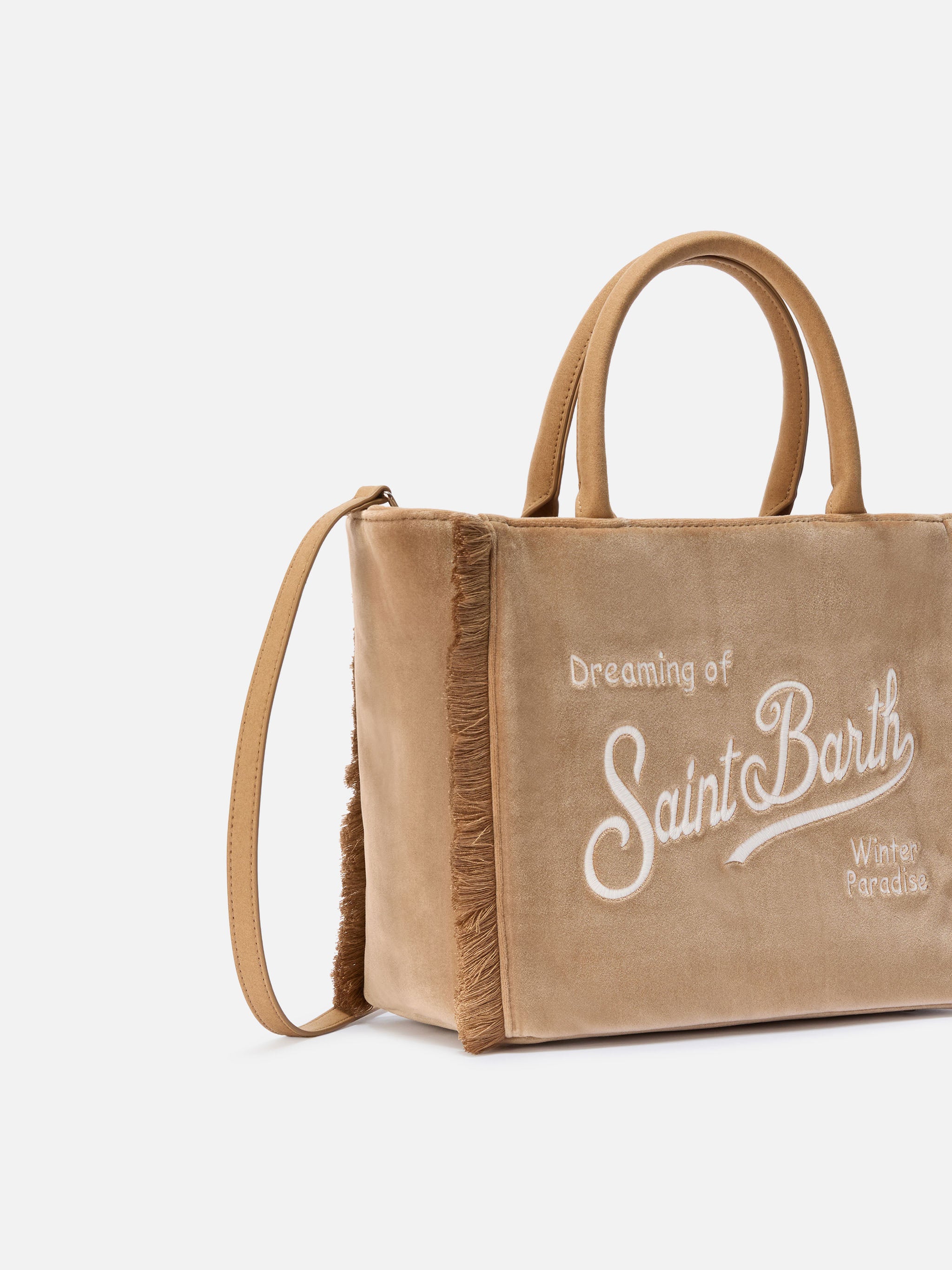 mc2-saint-barth-colette-velvet-borsa-a-mano-beige-in-velluto image 3