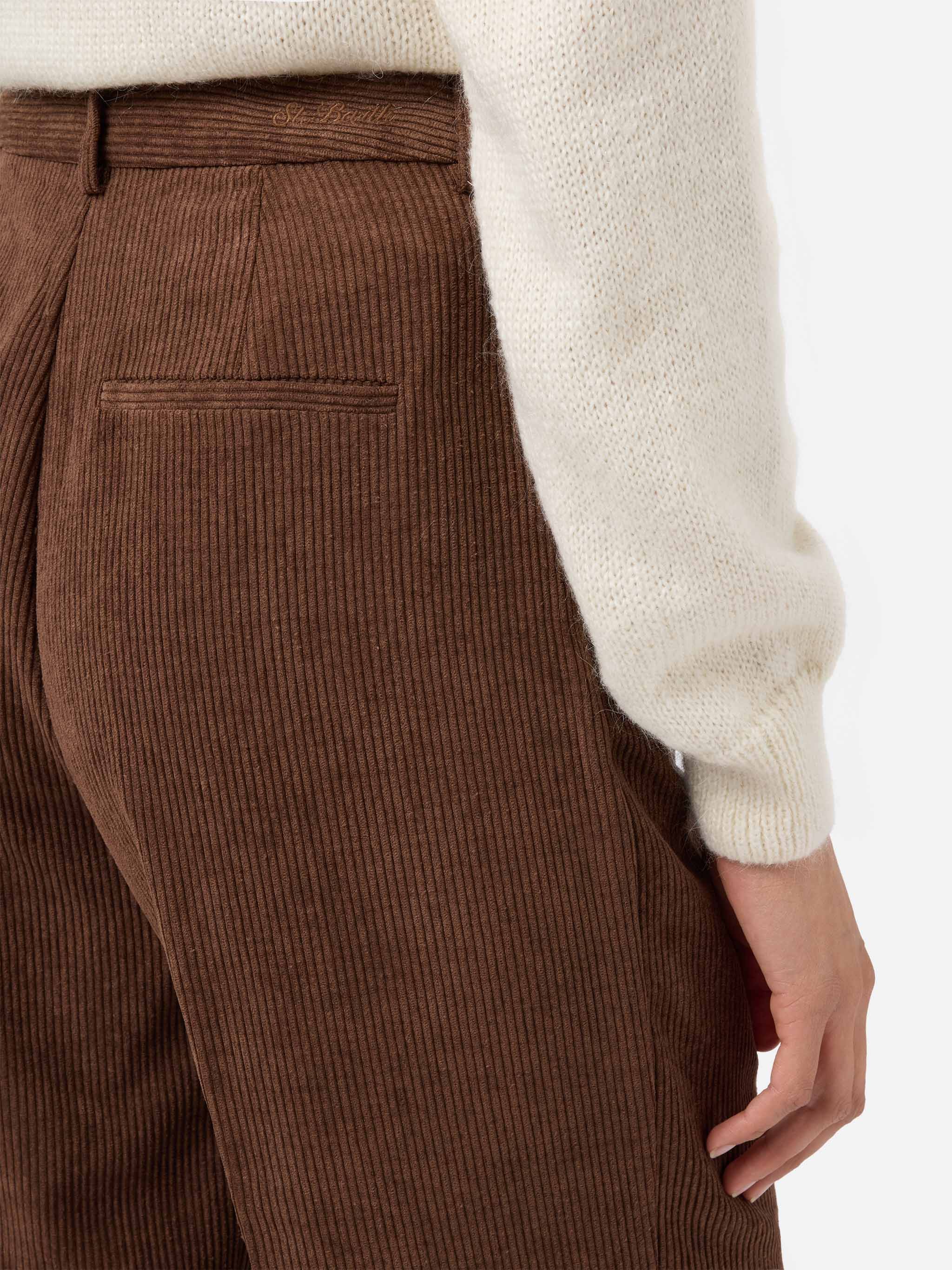 mc2-saint-barth-pantaloni-a-gamba-ampia-rebella-in-corduroy-marrone-donna image 2