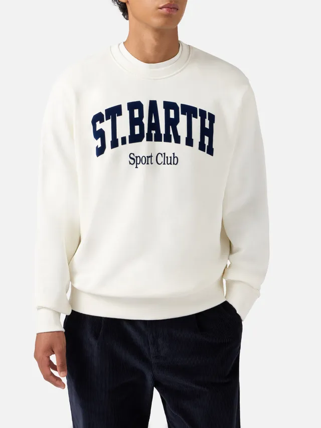 mc2-saint-barth-felpa-soho-girocollo-in-cotone-bianco-con-stampa-flock-st-barth- image 1