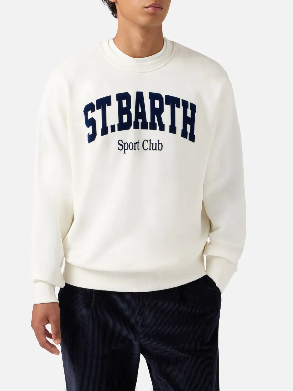 mc2-saint-barth-felpa-soho-girocollo-in-cotone-bianco-con-stampa-flock-st-barth- image 1