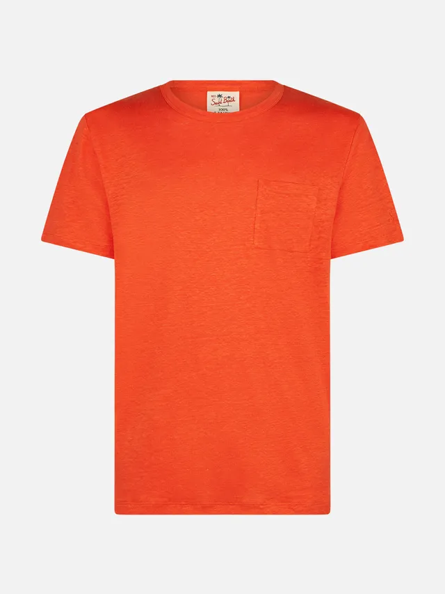 mc2-saint-barth-ecstasea-t-shirt-uomo-in-lino-arancione image 1