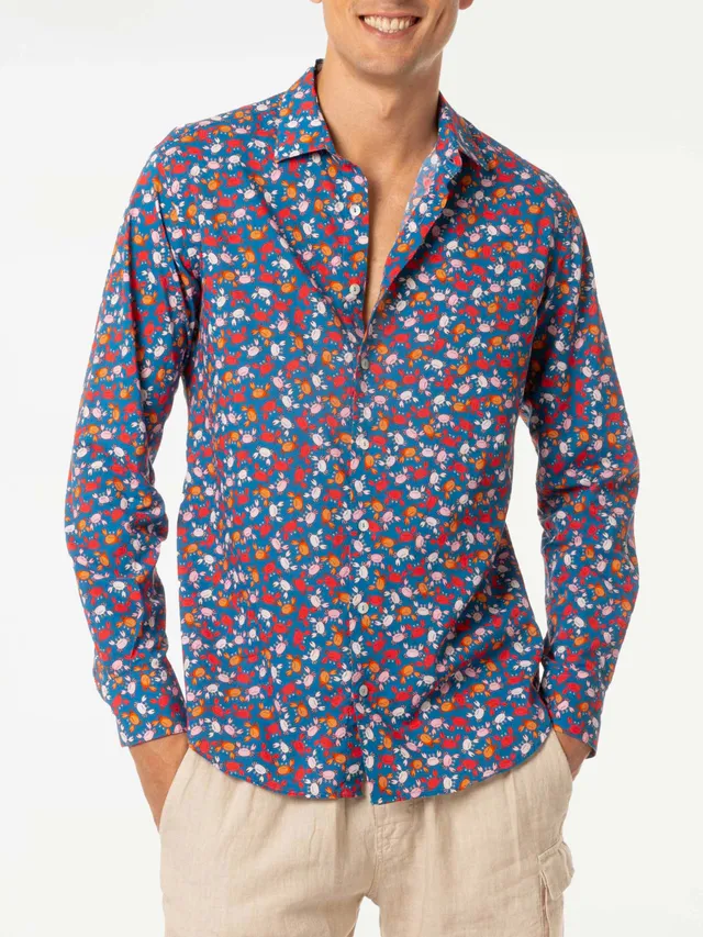 camicia-uomo-mc2-saint-barth-sikelia-stampa-granchi-in-cotone-leggero image 1
