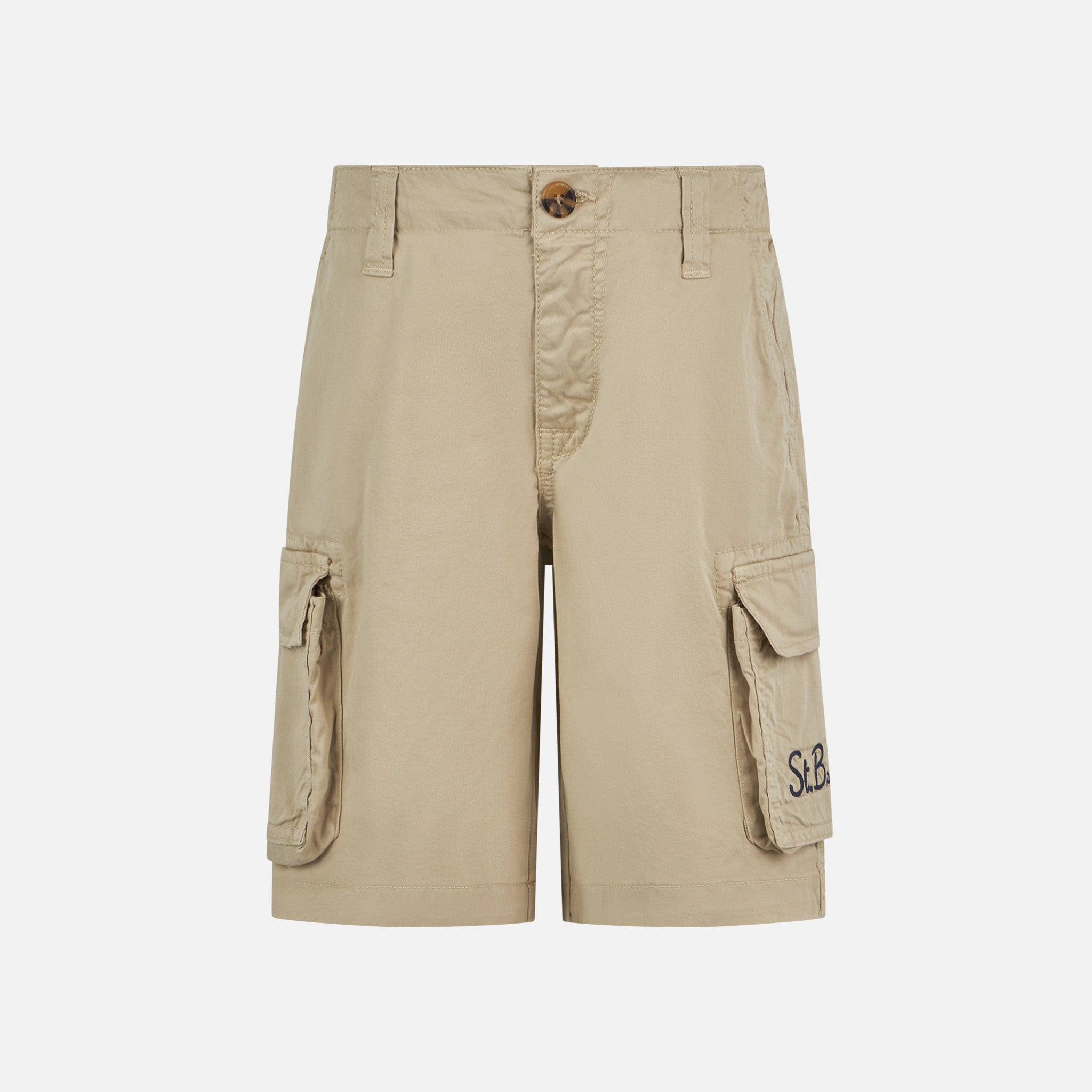 mc2-saint-barth-pantaloncini-cargo-bambino-in-cotone-beige-con-tasche image 1