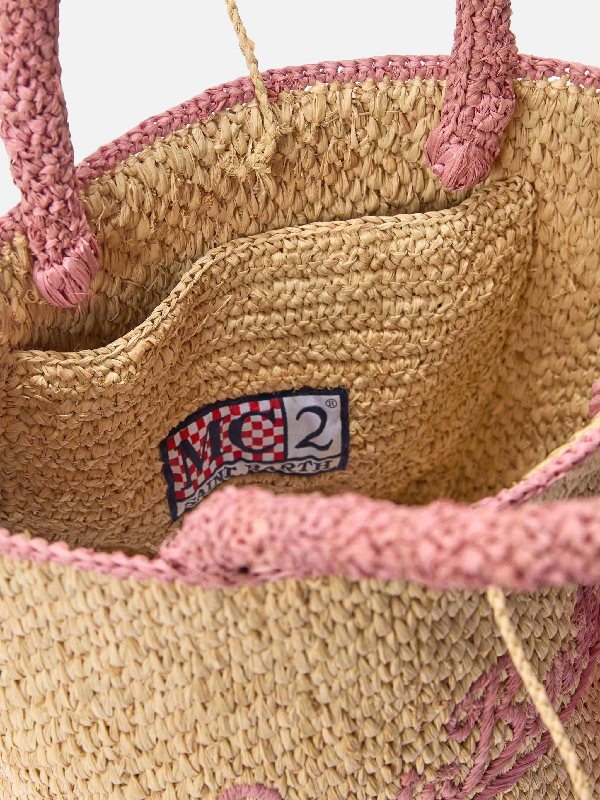 mc2-saint-barth-marcy-medium-borsa-a-spalla-in-raffia-naturale-e-rosa-con-logo-r image 5