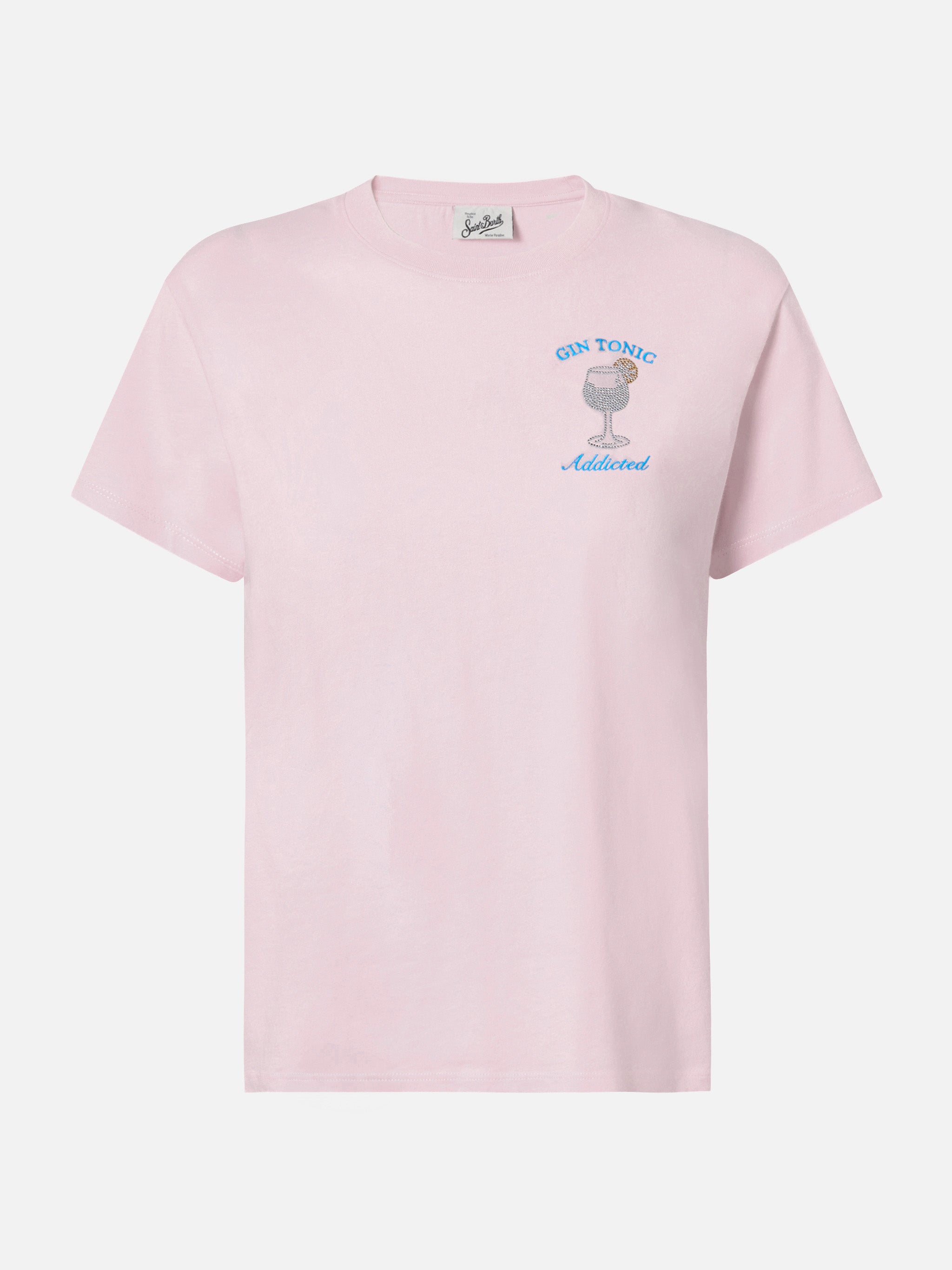 mc2-saint-barth-t-shirt-emilie-donna-in-cotone-rosa-gin-tonic-addicted-strass image 4