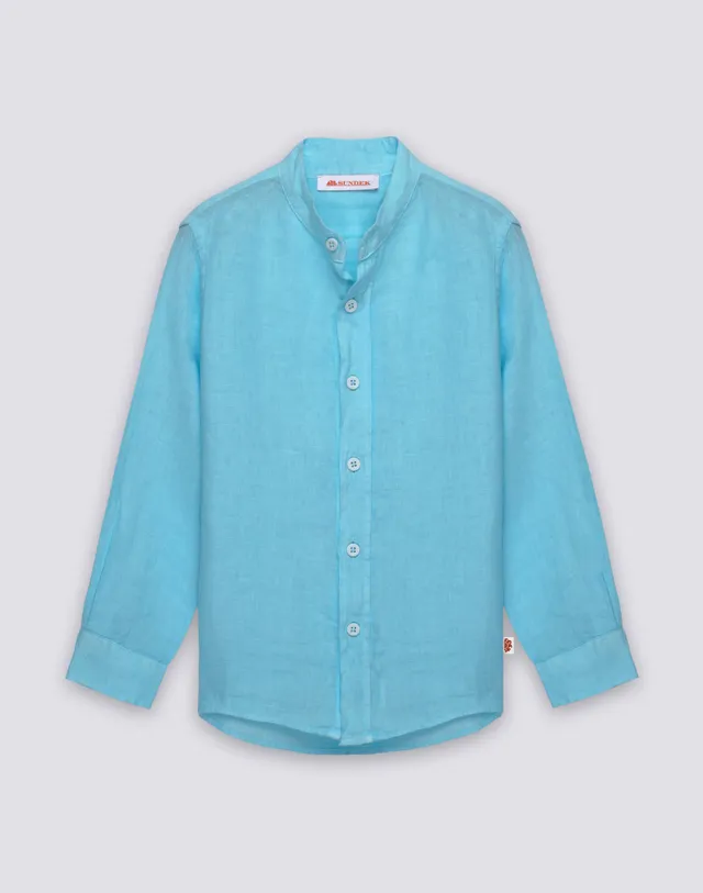 sundek-camicia-bambino-manica-lunga-in-lino-con-colletto-alla-coreana image 1