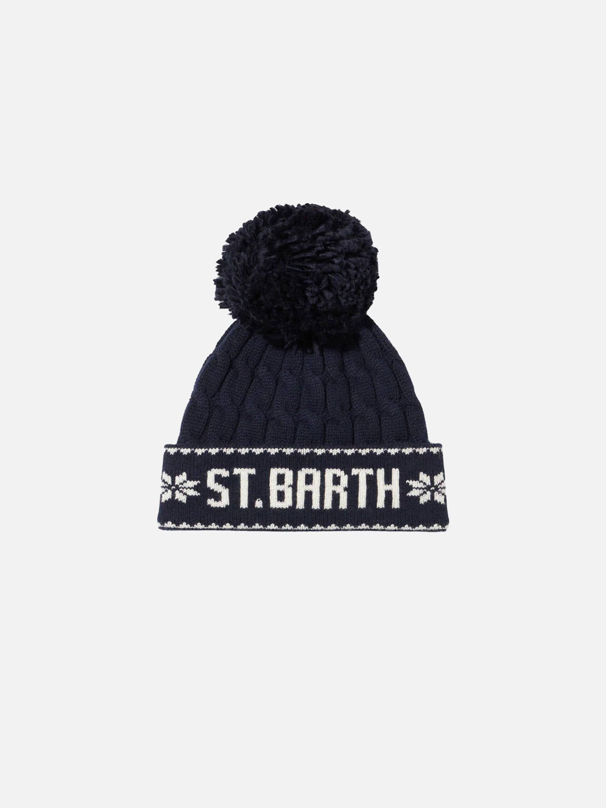 mc2-saint-barth-berretto-bambino-blu-navy-con-pompon-misto-cashmere image 1
