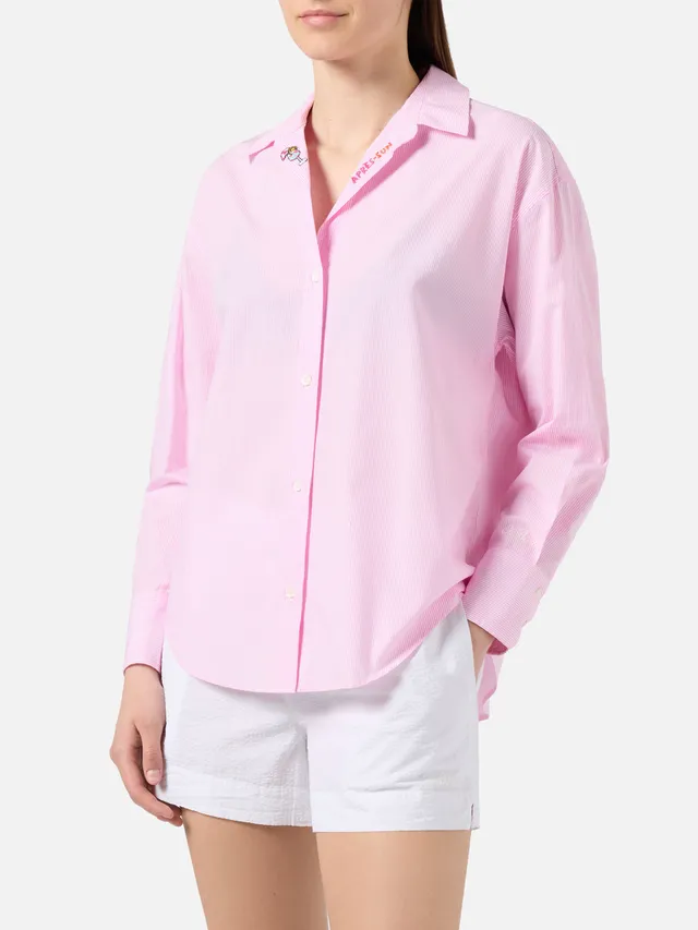 mc2-saint-barth-camicia-cristal-in-popeline-di-cotone-a-righe-rosa-con-ricami-do image 1