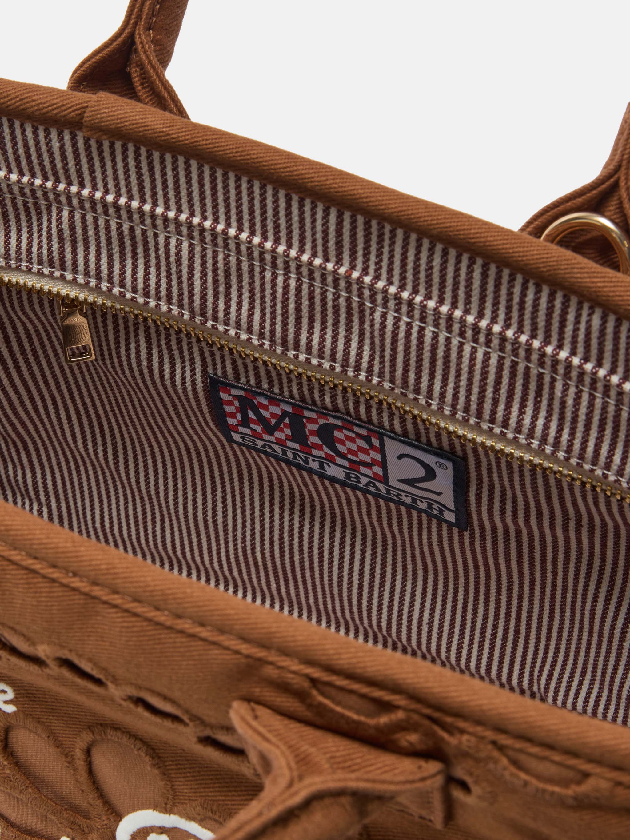 mc2-saint-barth-colette-volant-borsa-a-mano-in-cotone-sangallo-marrone image 4