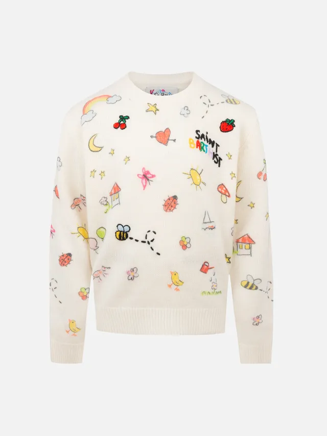 mc2-saint-barth-maglione-girocollo-princess-bianco-da-bambina-con-stampa-saint-b image 1