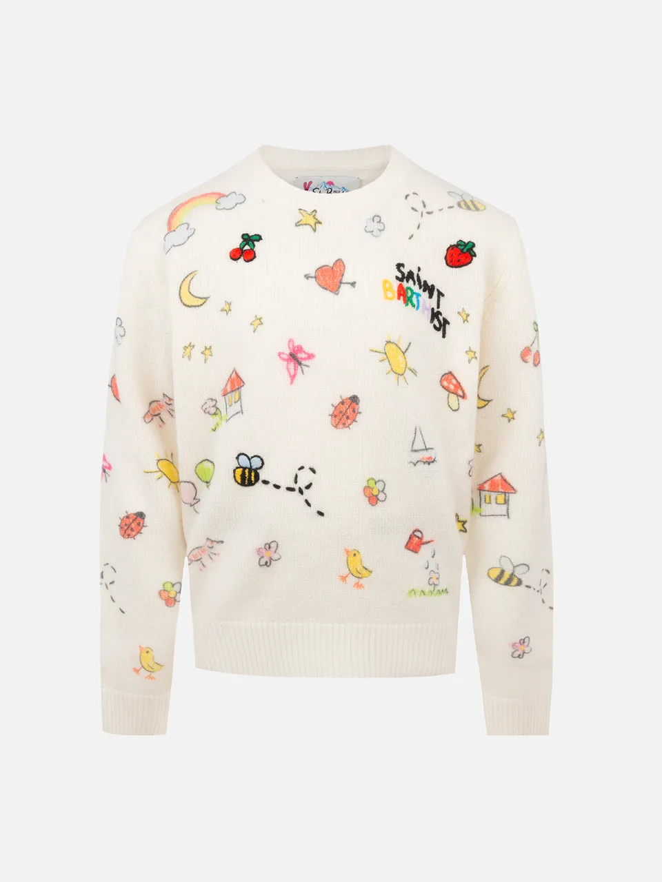 mc2-saint-barth-maglione-girocollo-princess-bianco-da-bambina-con-stampa-saint-b image 1