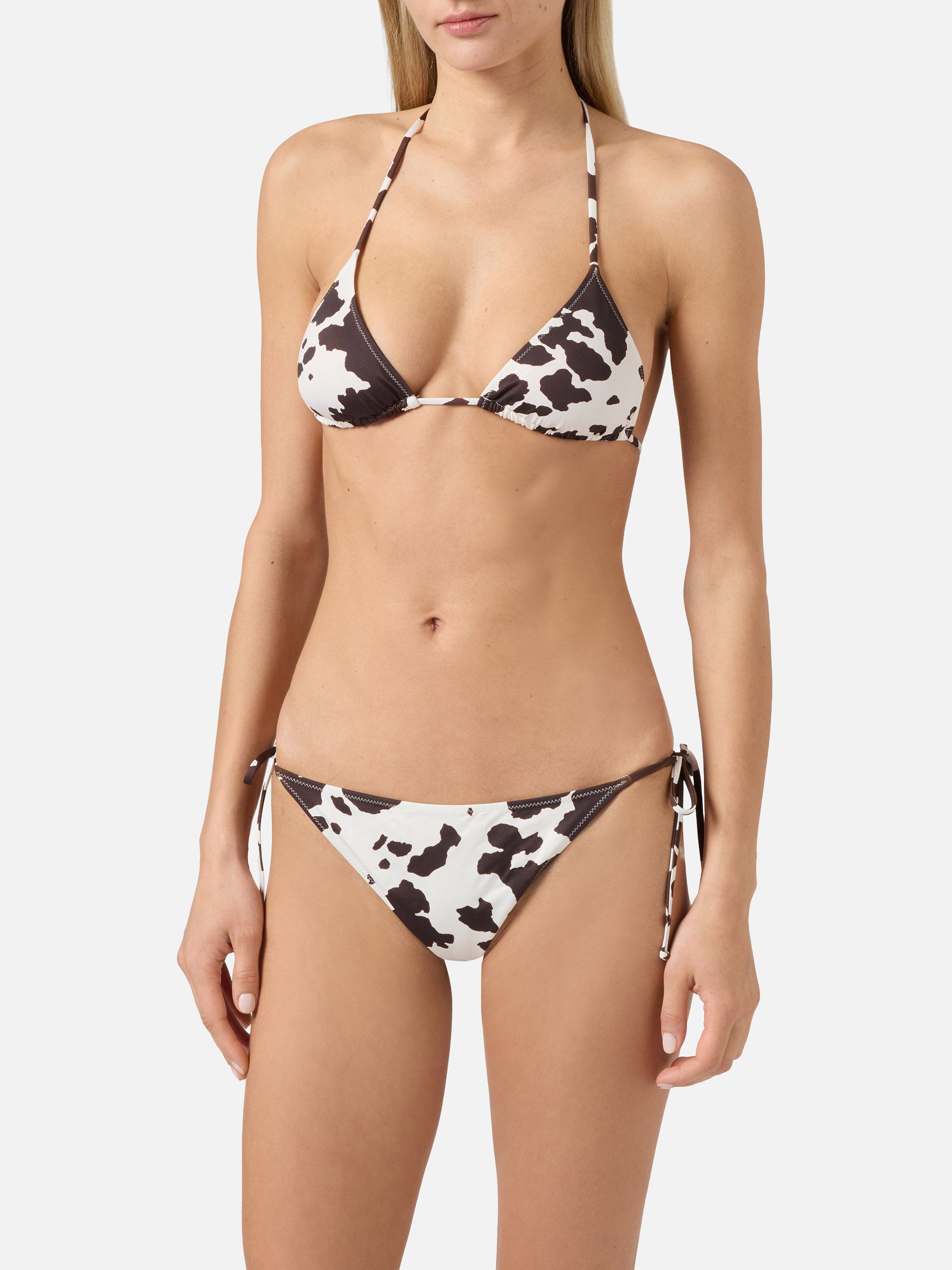mc2-saint-barth-bikini-leah-teen-a-triangolo-stampa-muccata-marrone-e-panna image 2