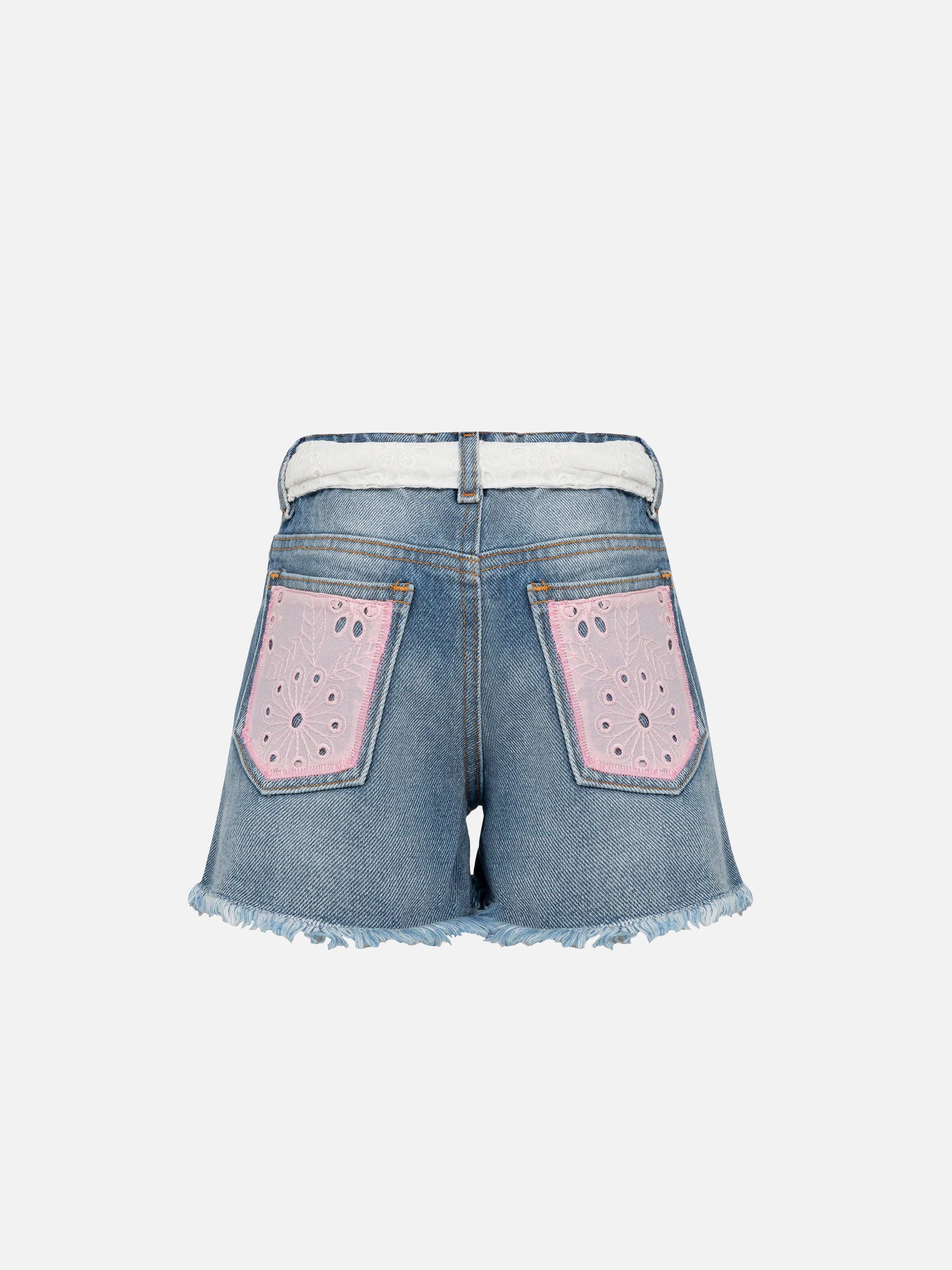 shorts-in-denim-mc2-saint-barth-kiko-jr-con-pizzo-sangallo-e-dettagli-ricamati-b image 2
