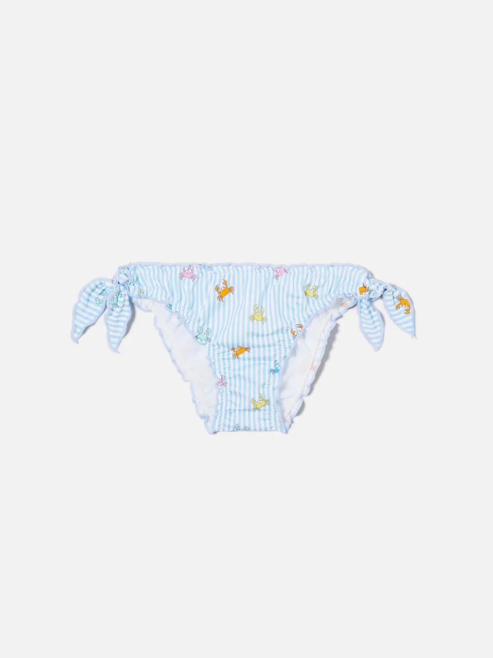 mc2-saint-barth-slip-mare-cric-bambina-a-righe-azzurre-con-stampa-granchietti image 1